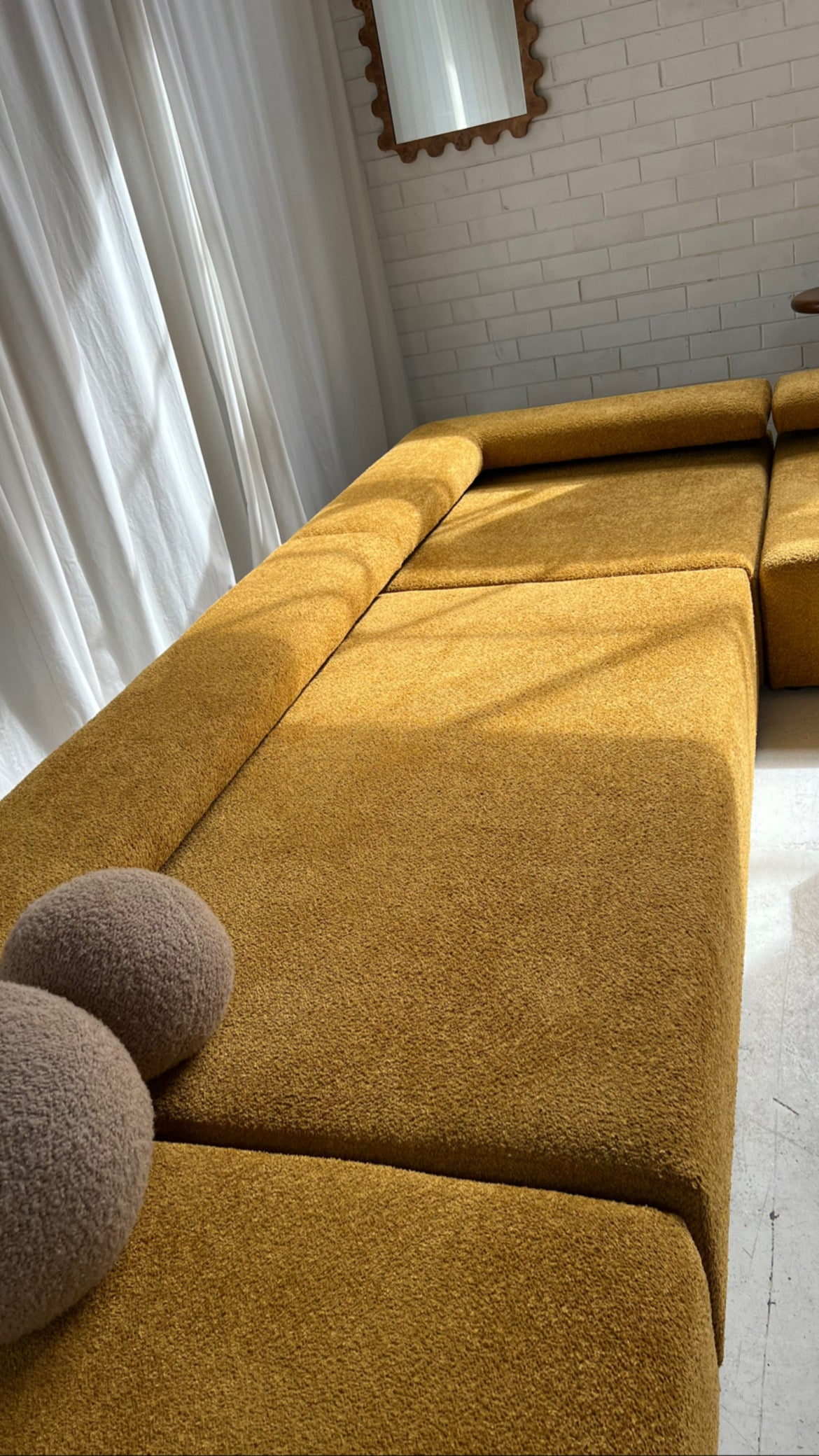 - Bespoke Large Mustard Bouclé Modular Sofa