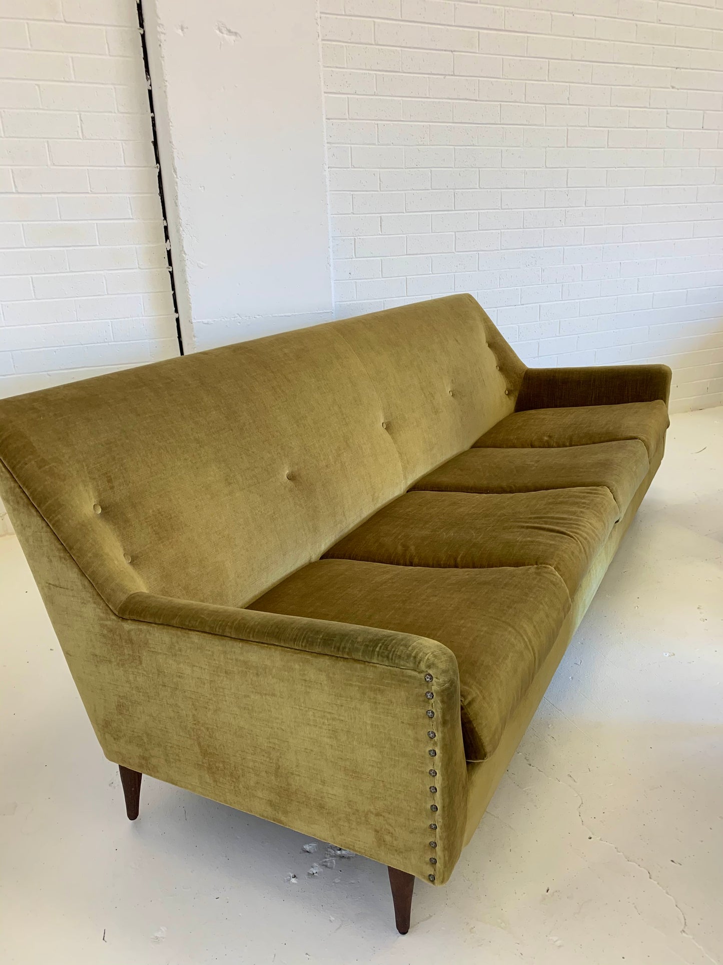 Beautiful Mid Century Gold Velvet Sofa