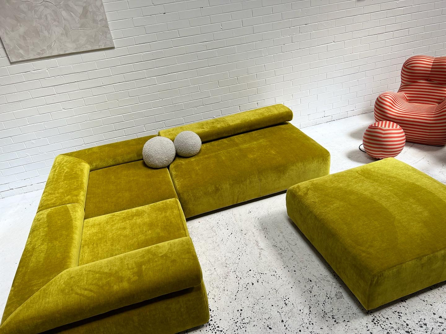 = Bespoke Chartreuse Velvet Modular Sofa Set
