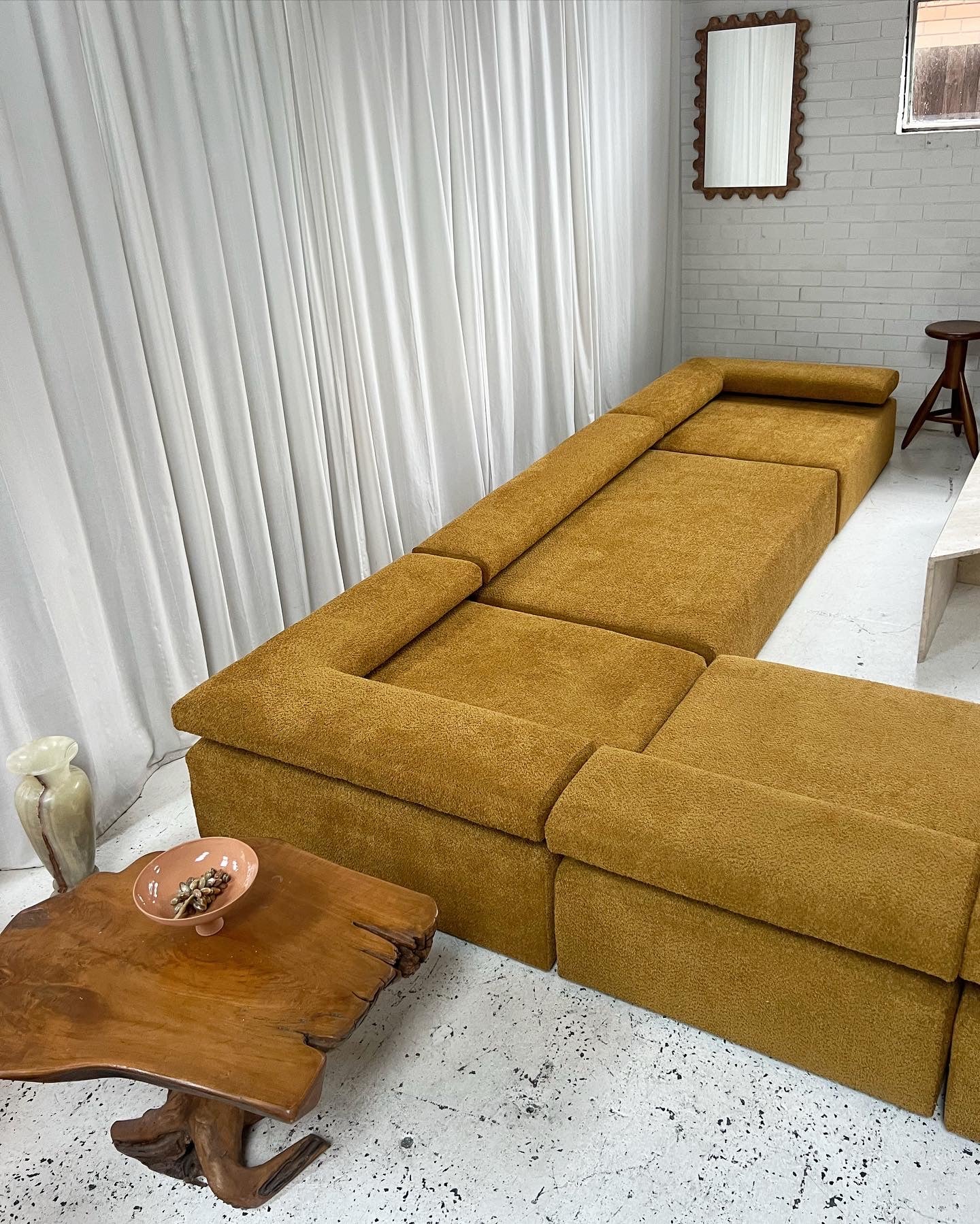- Bespoke Large Mustard Bouclé Modular Sofa