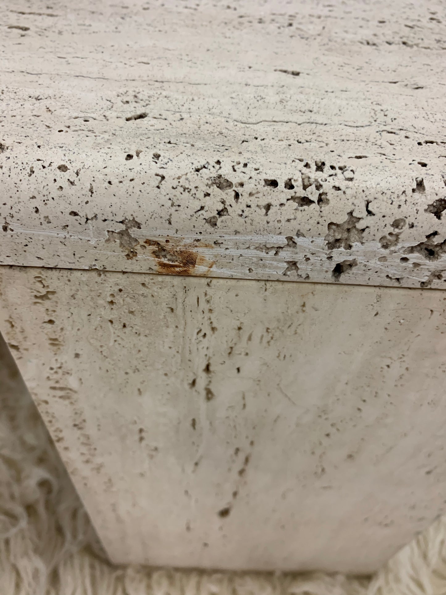 Vintage Unfilled Travertine Coffee Table