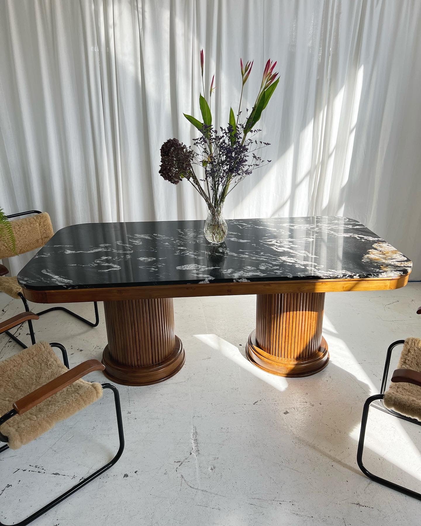 - Custom Marble & Teak Table