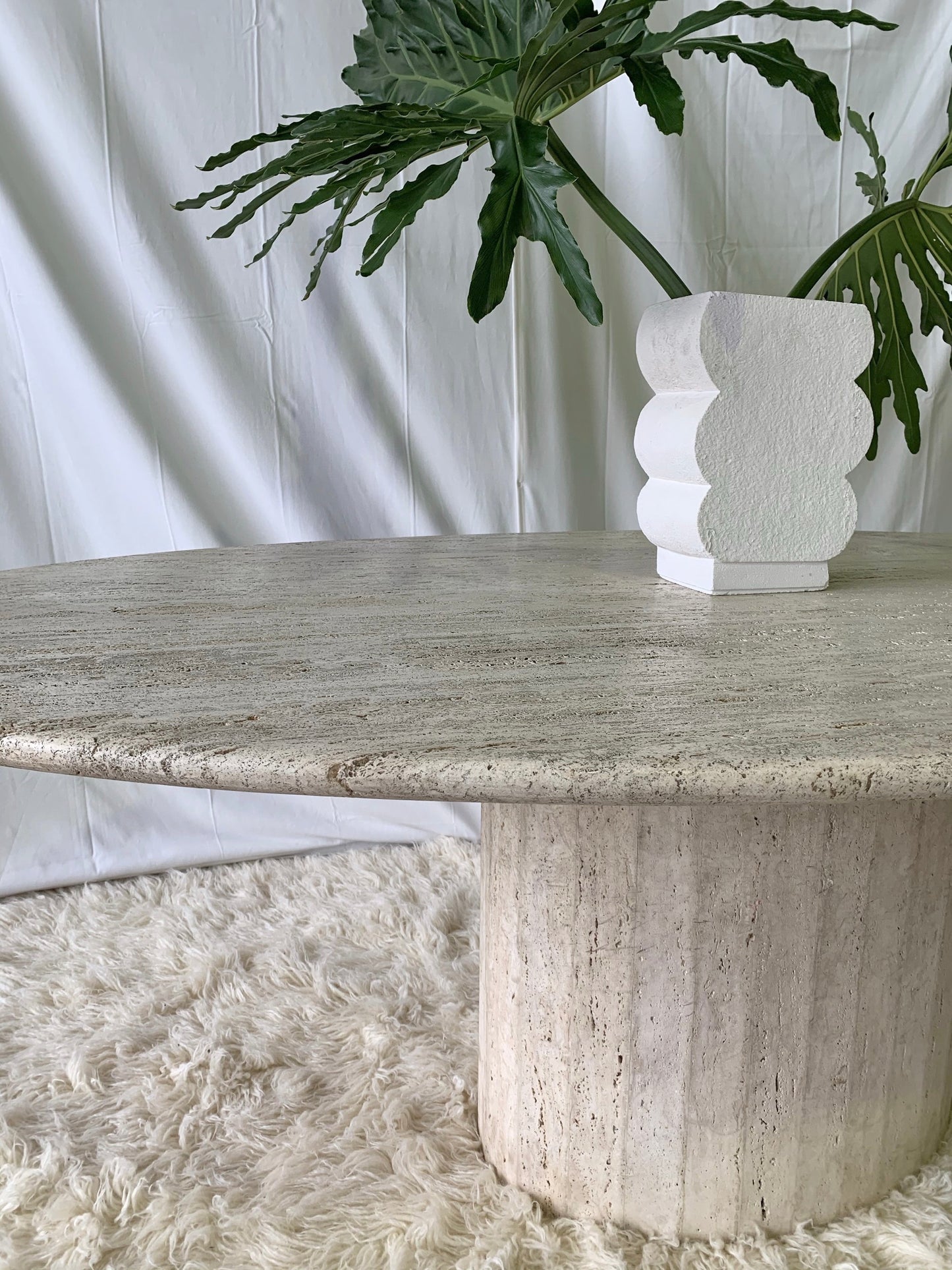 Incredible Travertine Oval Dining Table