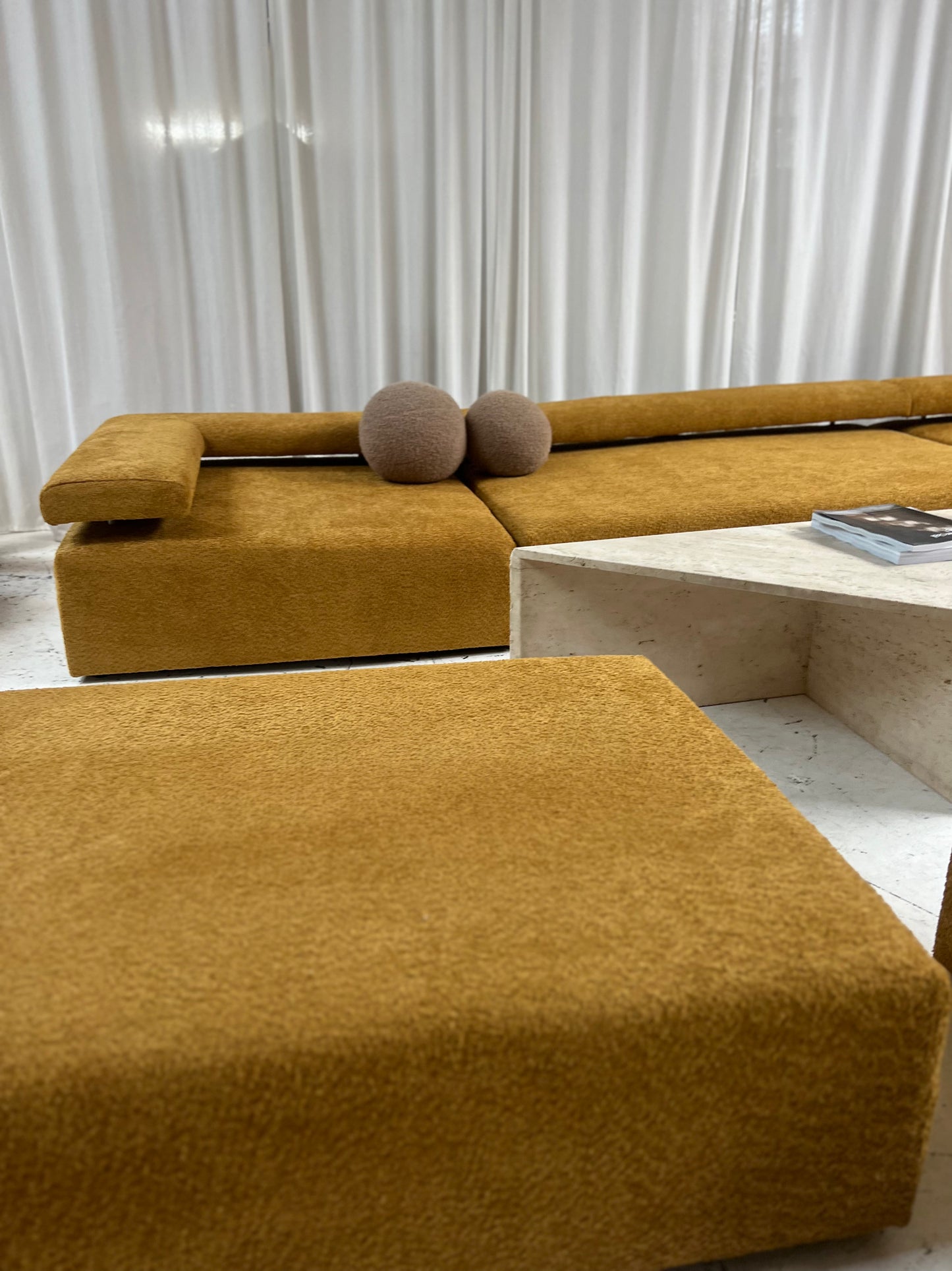 - Bespoke Large Mustard Bouclé Modular Sofa