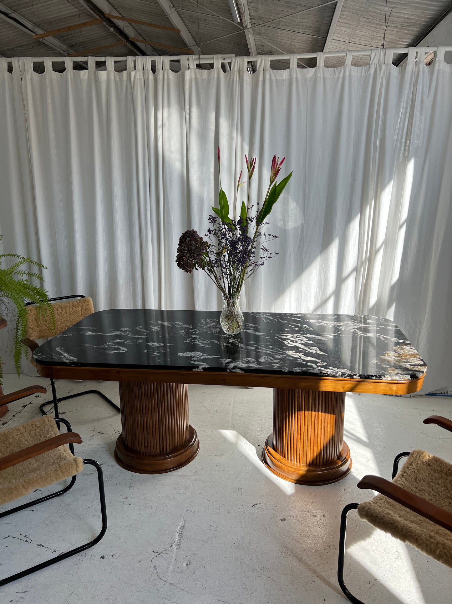 - Custom Marble & Teak Table