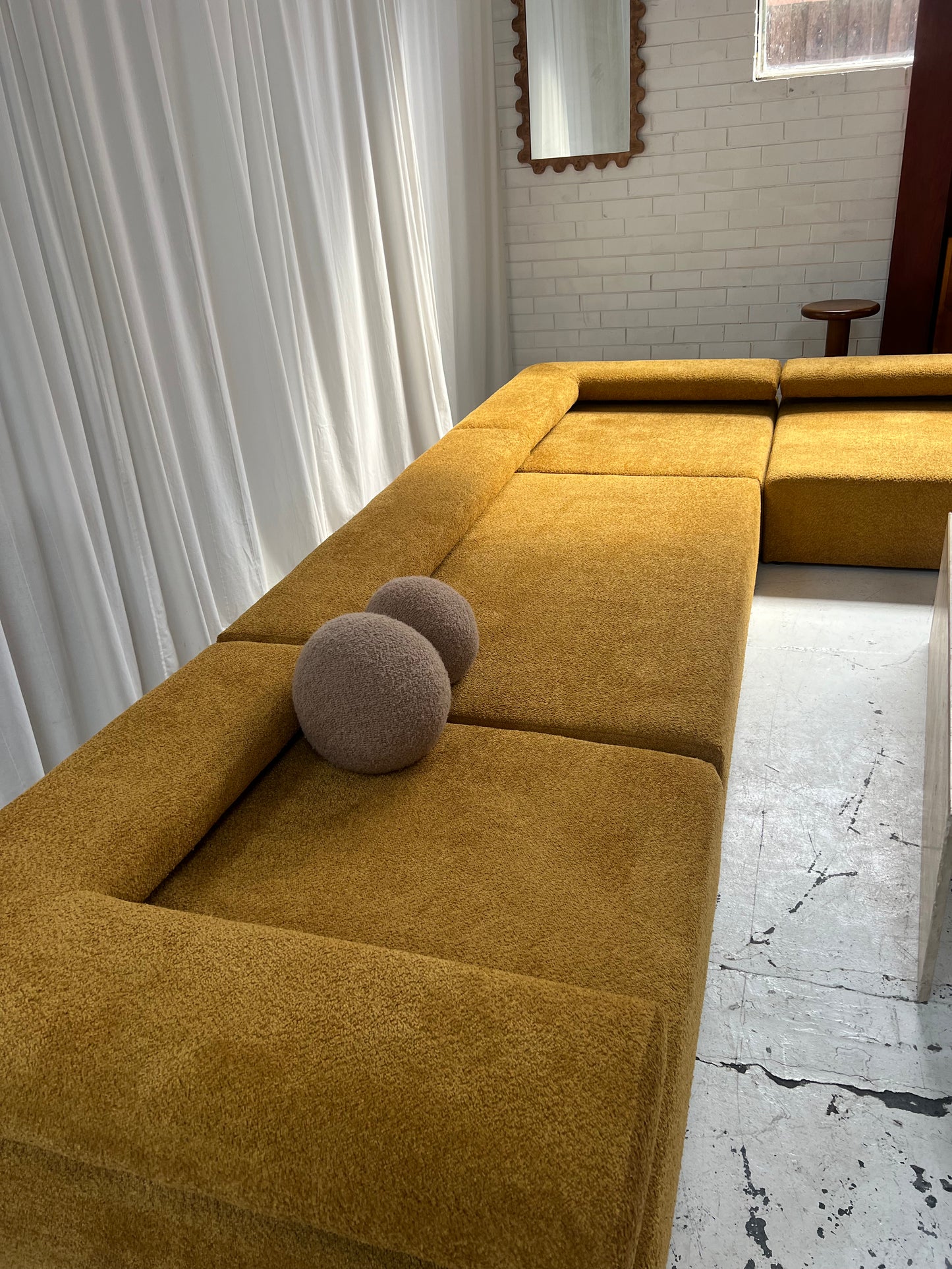 - Bespoke Large Mustard Bouclé Modular Sofa
