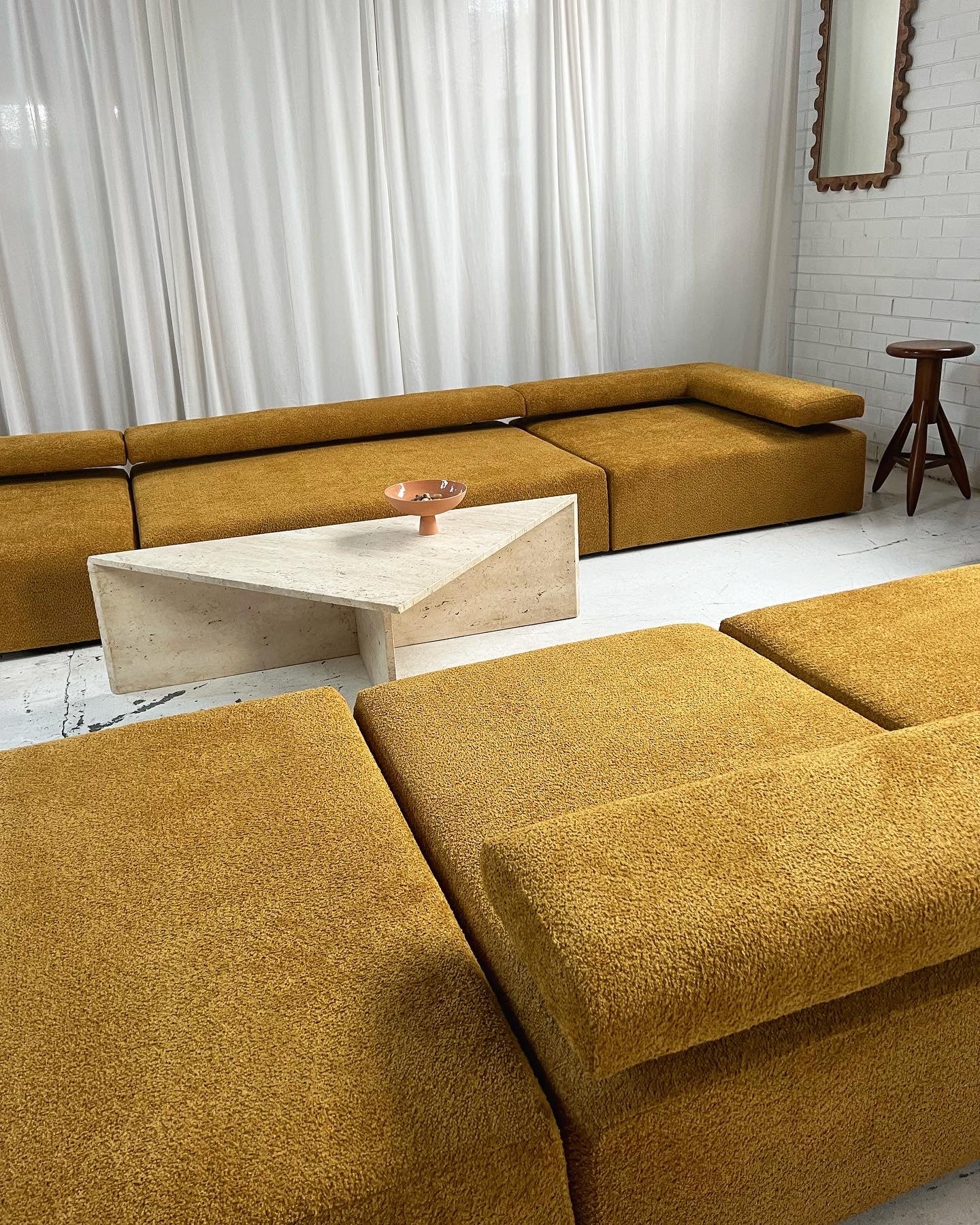 - Bespoke Large Mustard Bouclé Modular Sofa