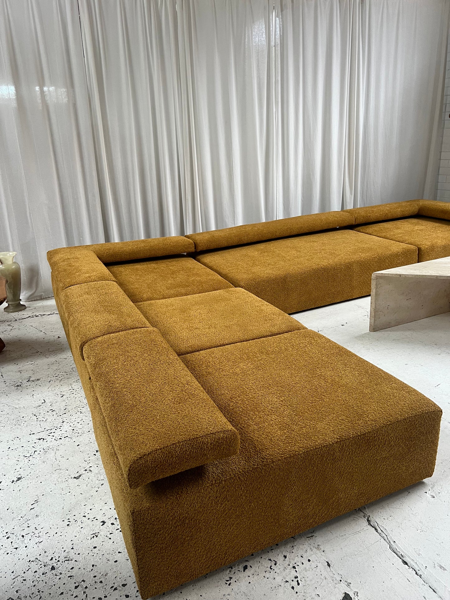 - Bespoke Large Mustard Bouclé Modular Sofa