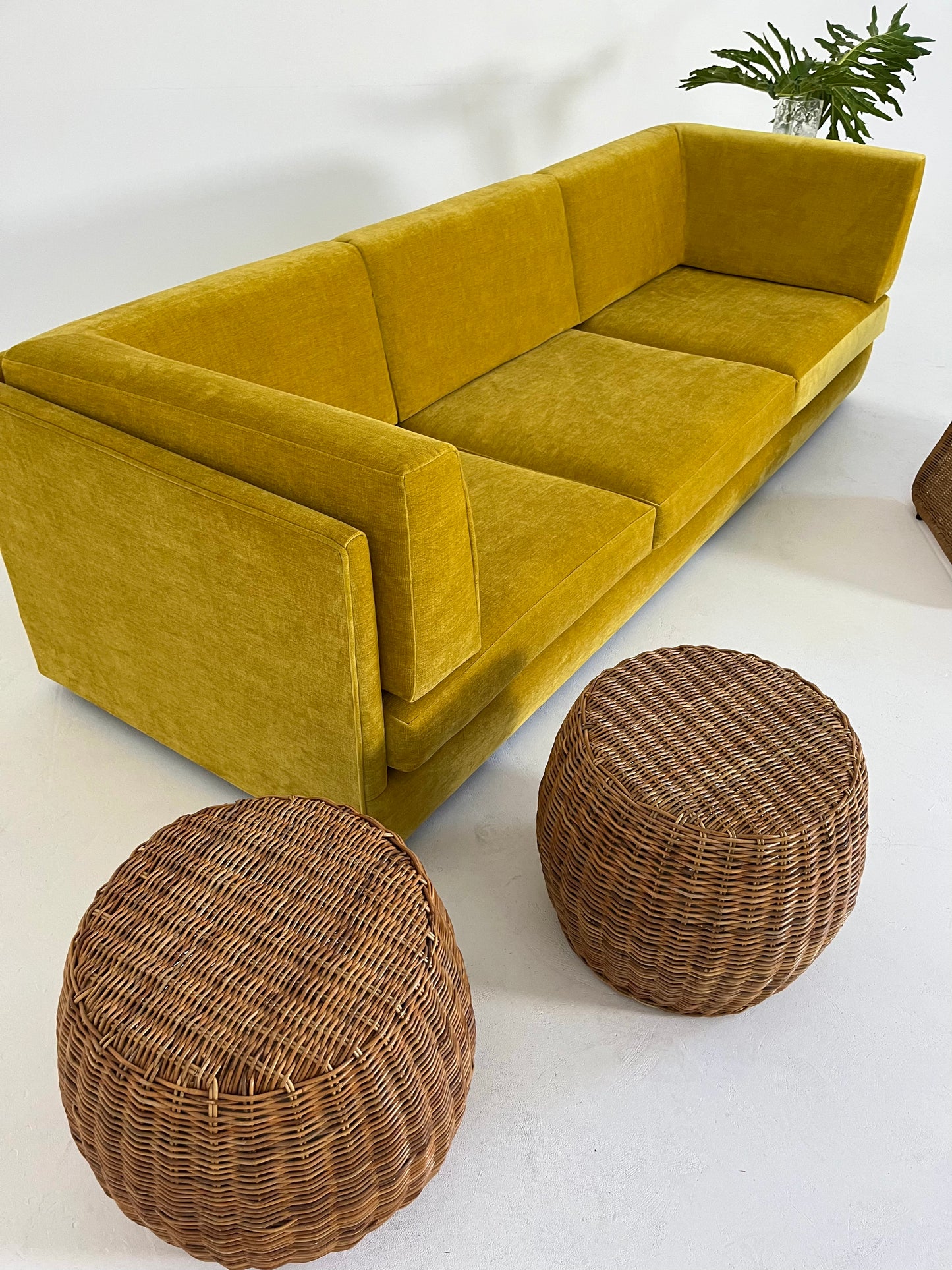 - Vintage Italian Wicker Side Table / Stool - Two Available