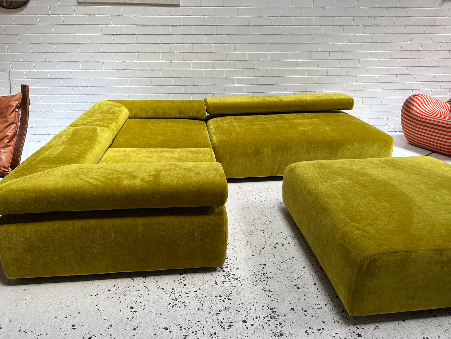 = Bespoke Chartreuse Velvet Modular Sofa Set