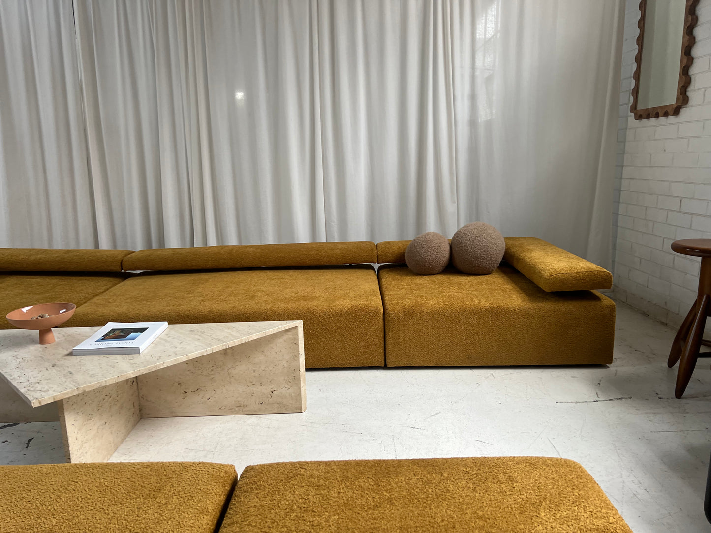 - Bespoke Large Mustard Bouclé Modular Sofa