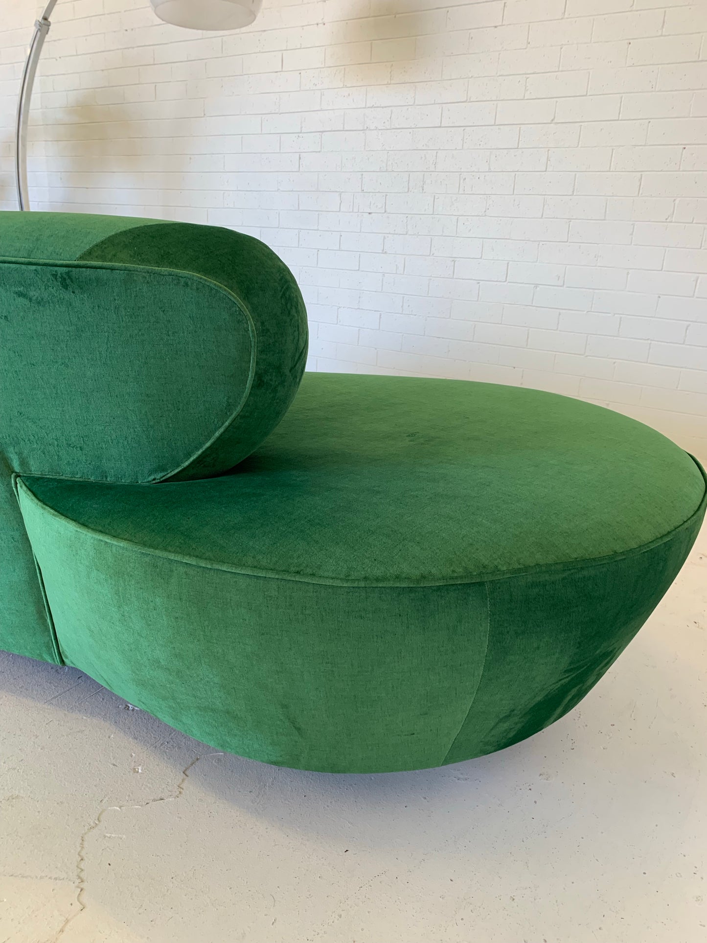 Stunning Green Curved Velvet Sofa