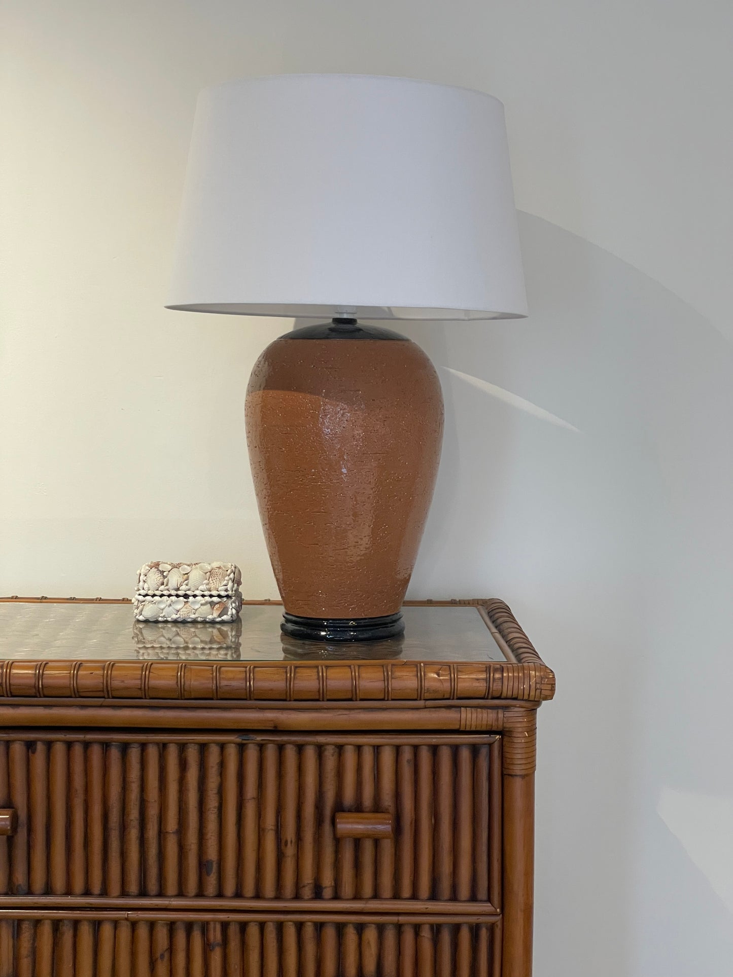 - Vintage Italian Glazed Terracotta Coloured Lamp