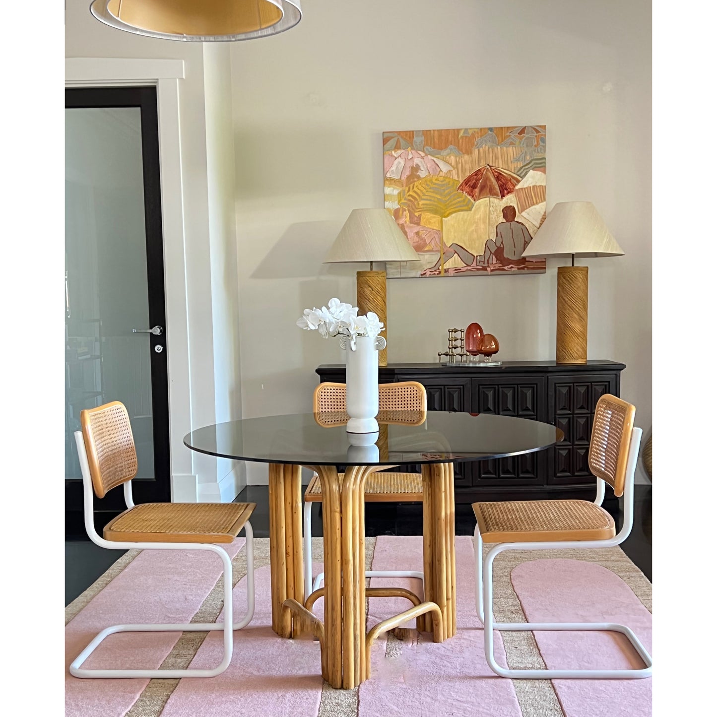 Gabriella Crespi style bamboo cane dining table