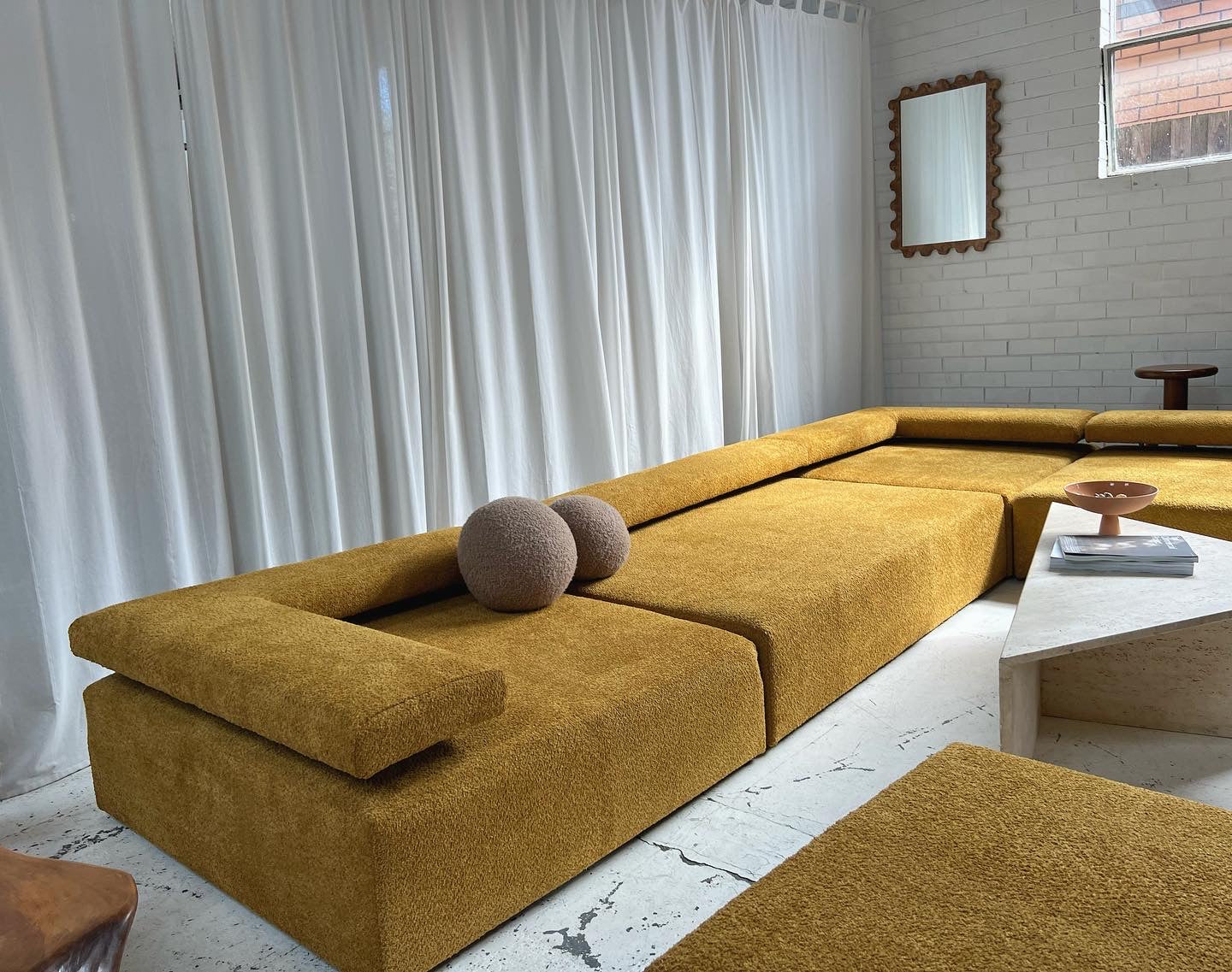 - Bespoke Large Mustard Bouclé Modular Sofa