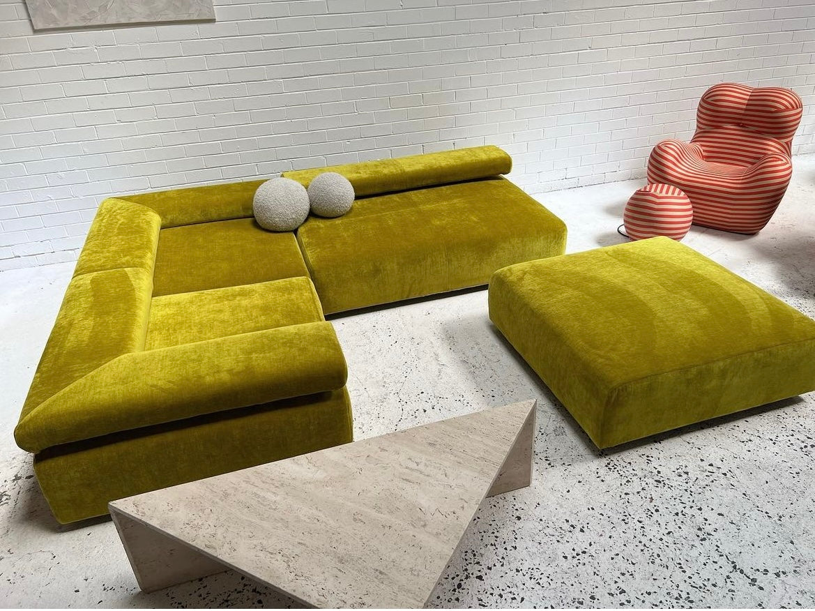 = Bespoke Chartreuse Velvet Modular Sofa Set