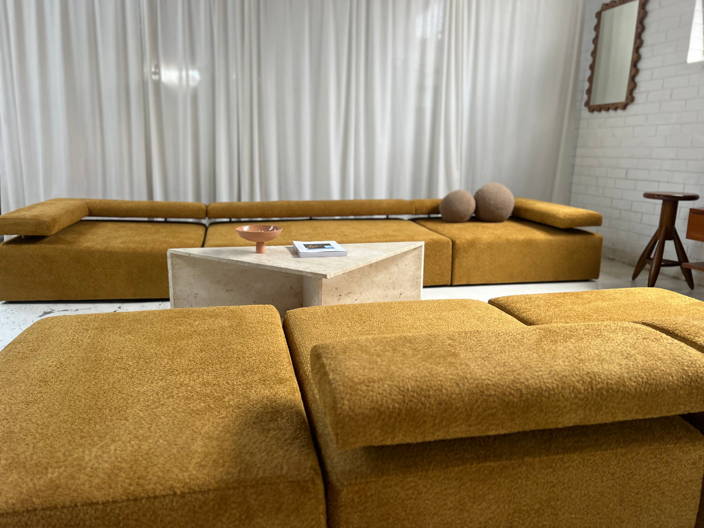 - Bespoke Large Mustard Bouclé Modular Sofa