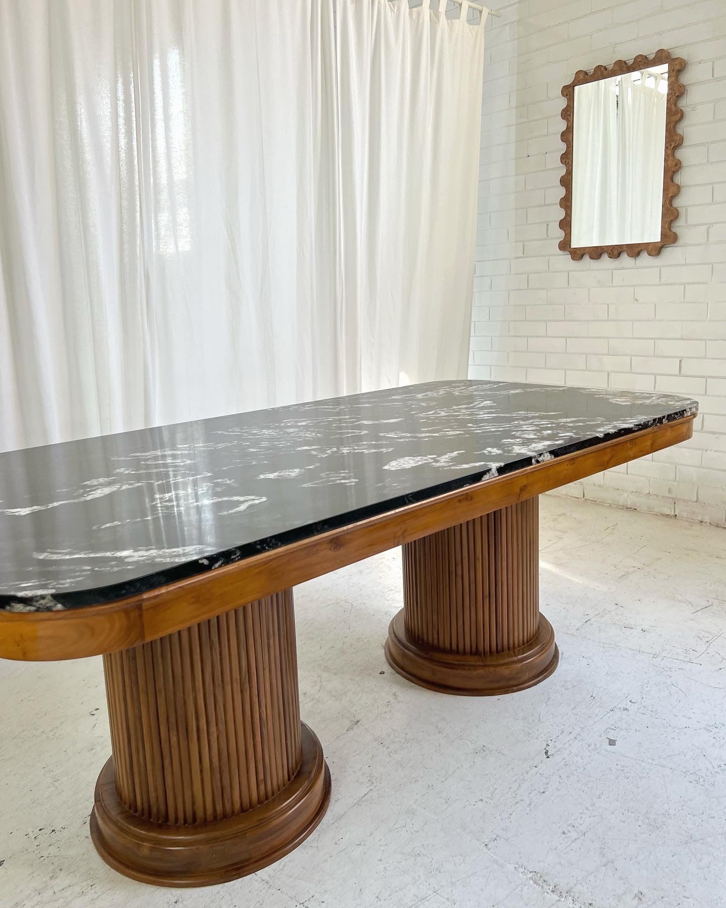 - Custom Marble & Teak Table