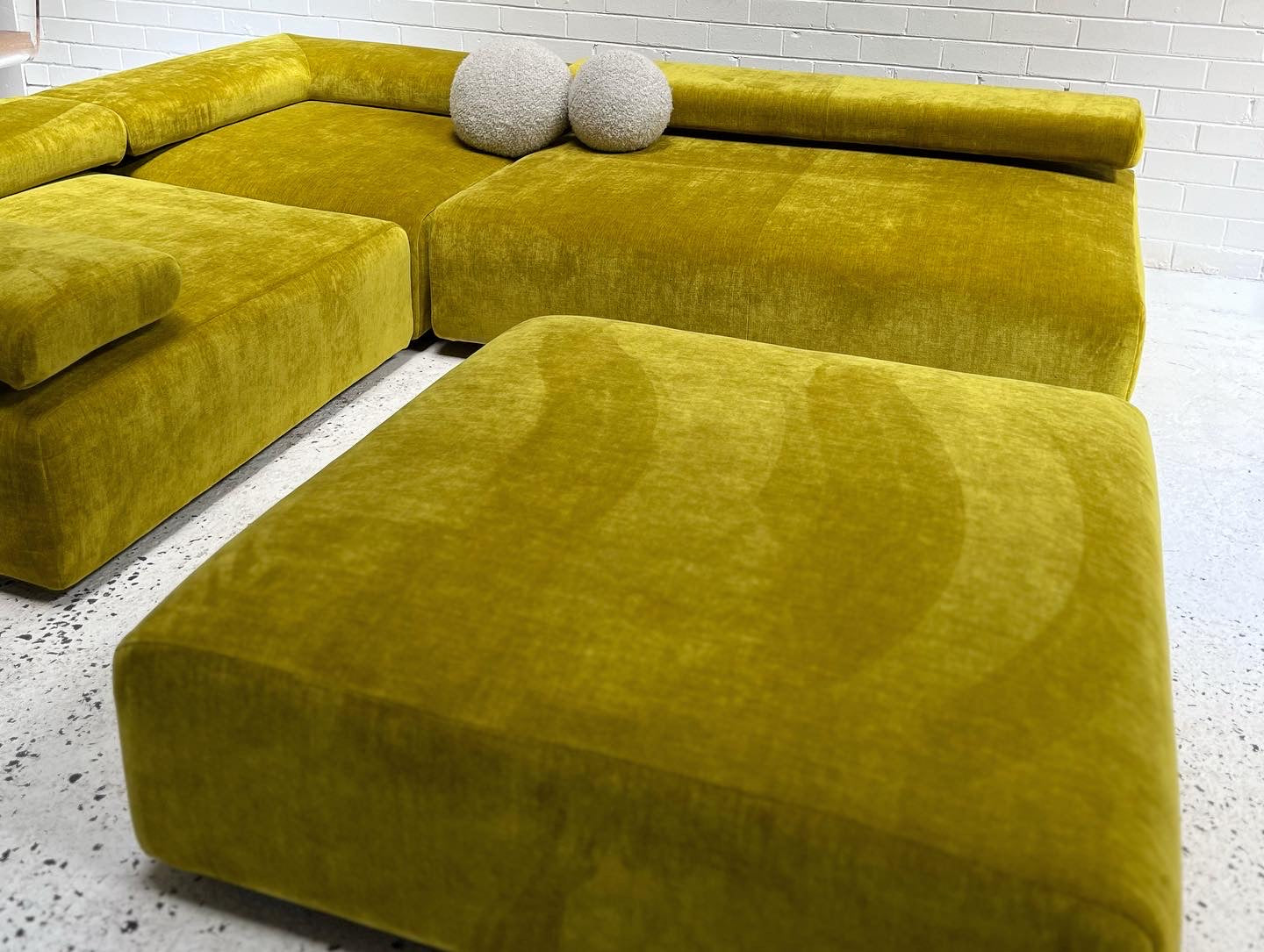 = Bespoke Chartreuse Velvet Modular Sofa Set