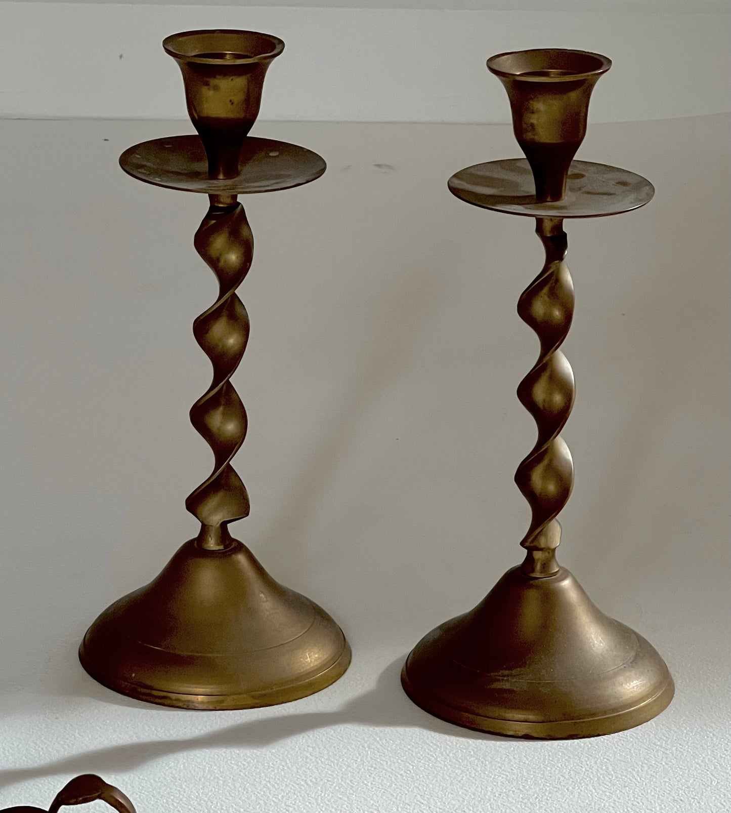 - Set of Four Antique Brass Candle Holders