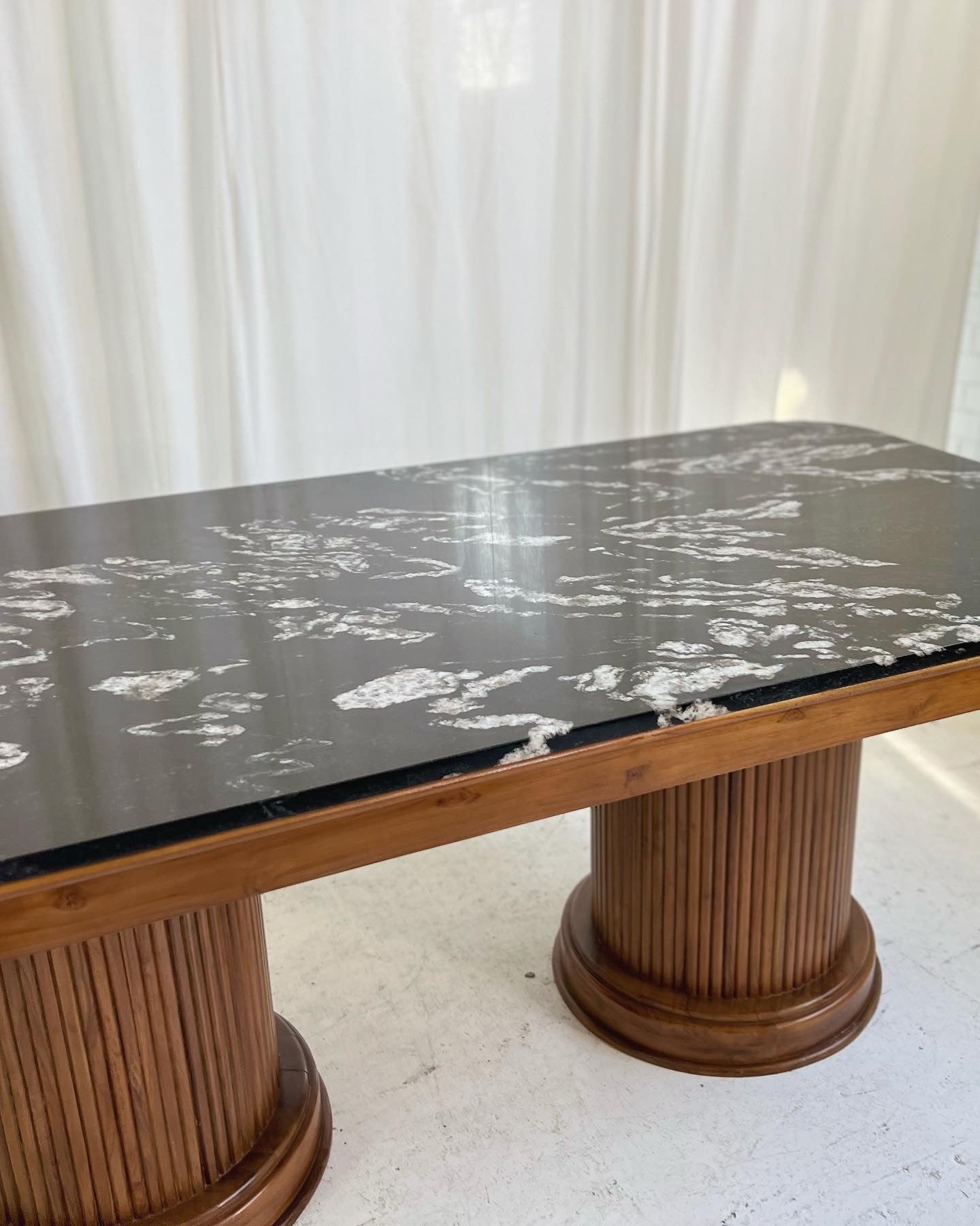 - Custom Marble & Teak Table