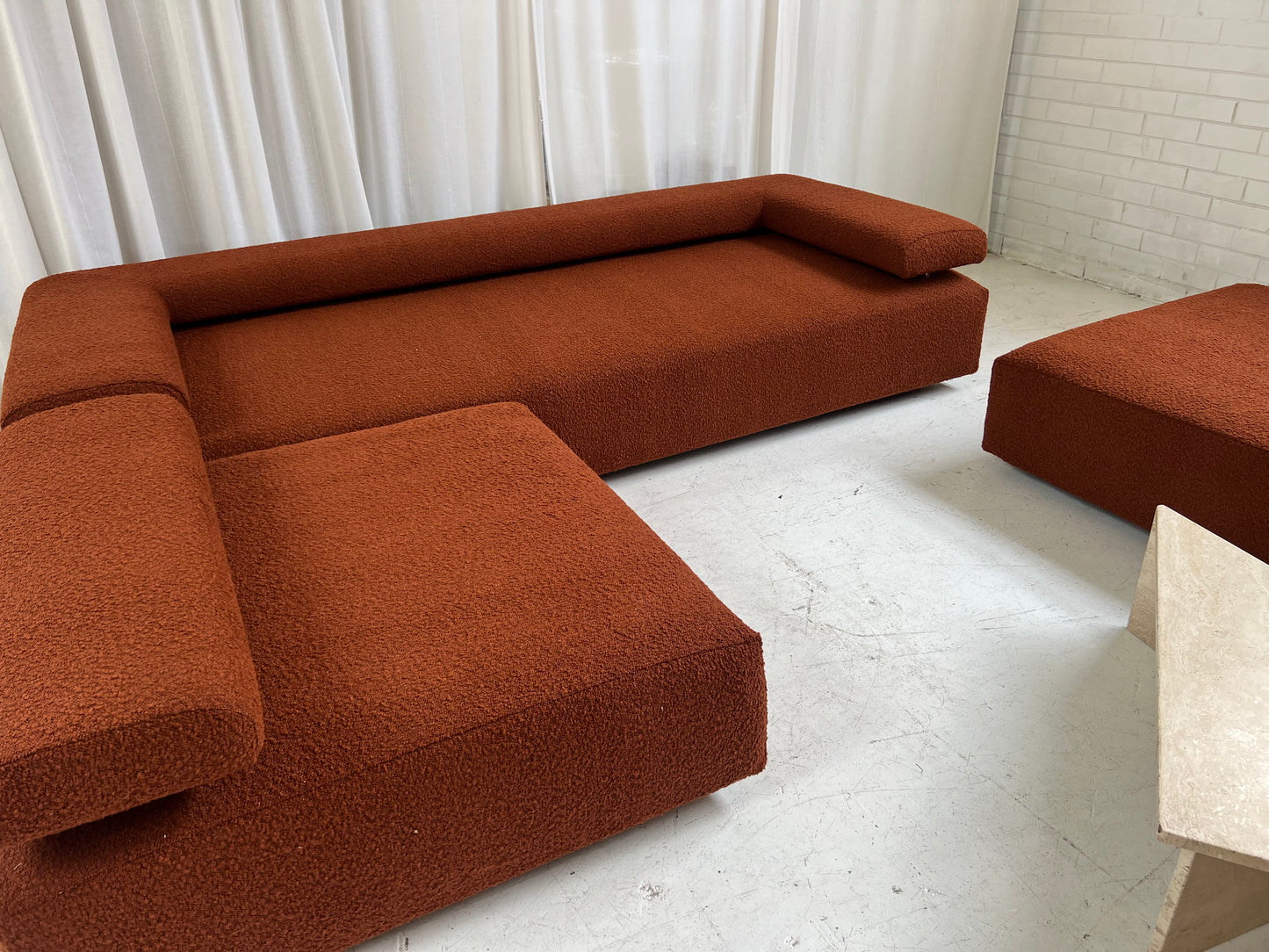 - Bespoke Rust Boucle Modular Sofa Set