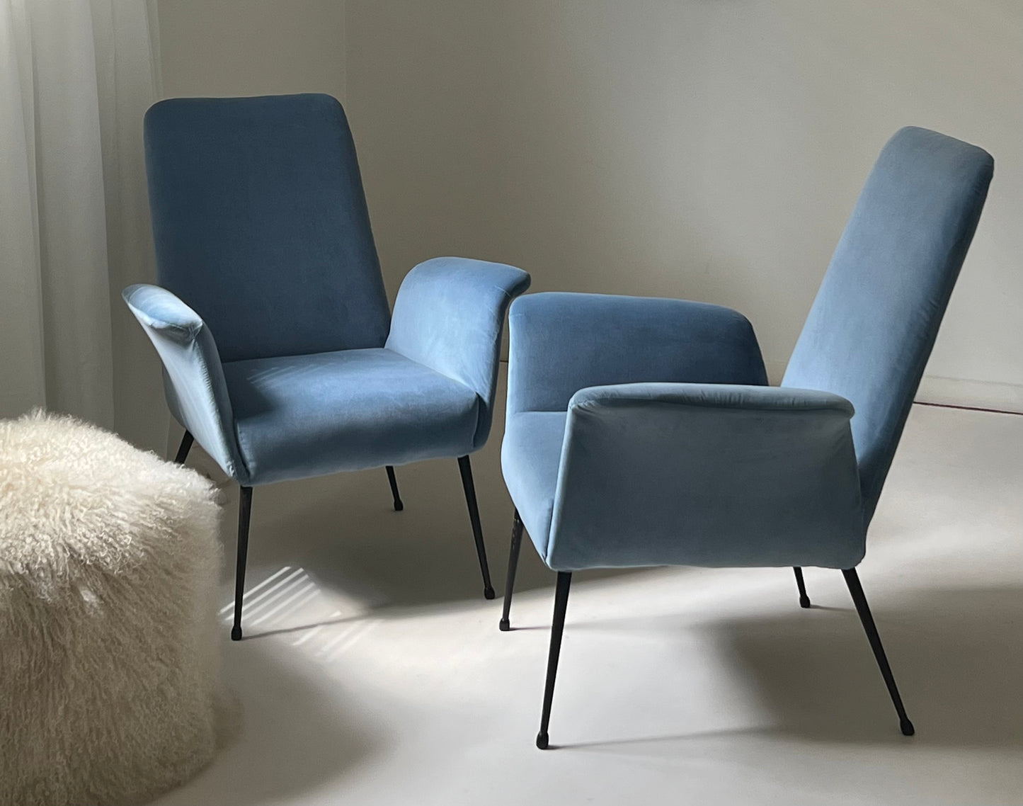 1960s Italian Winged Armchair, Fully Refurbished - Two Available