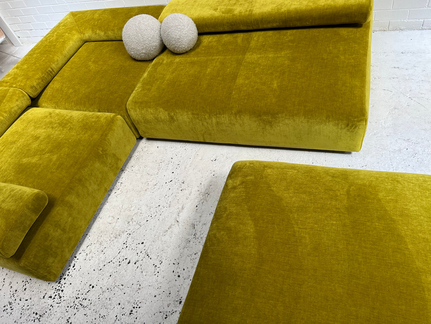 = Bespoke Chartreuse Velvet Modular Sofa Set