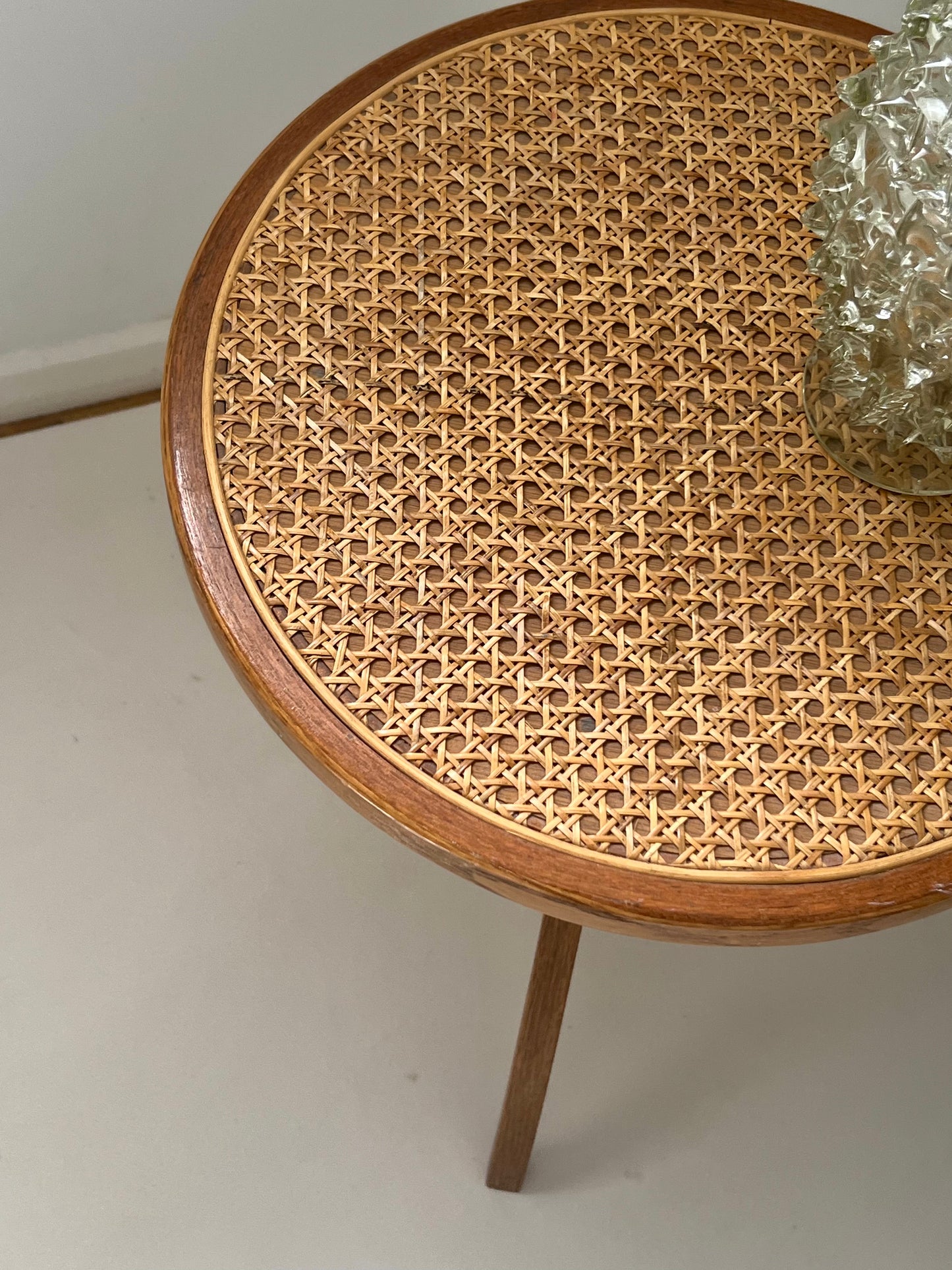 - Vintage Bentwood Rattan Side Table
