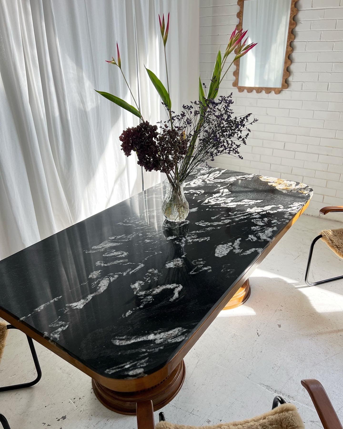 - Custom Marble & Teak Table
