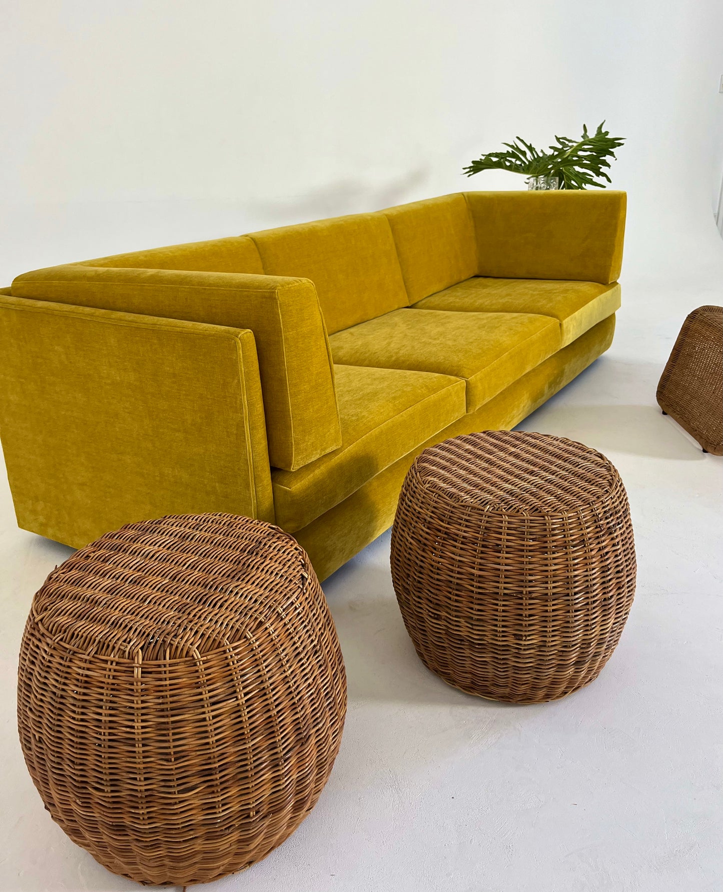 - Vintage Italian Wicker Side Table / Stool - Two Available