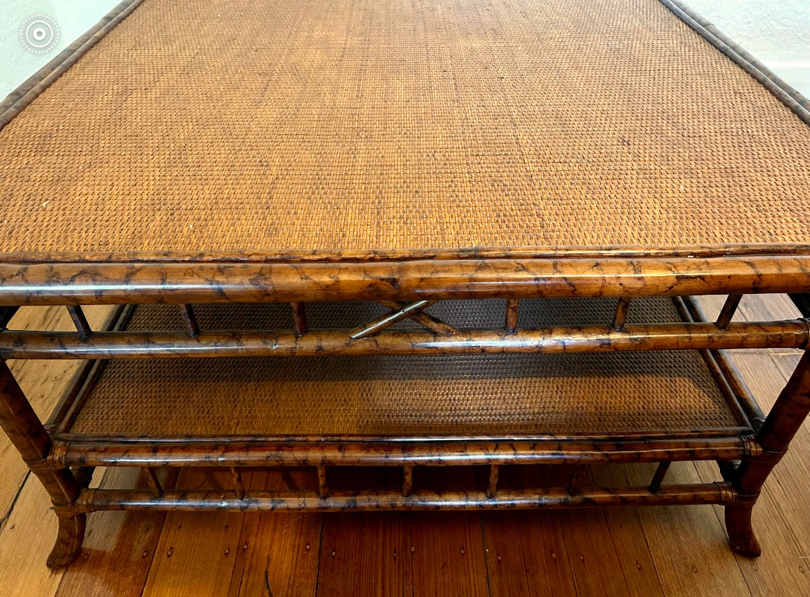 - Tortoiseshell Bamboo & Cane Coffee Table