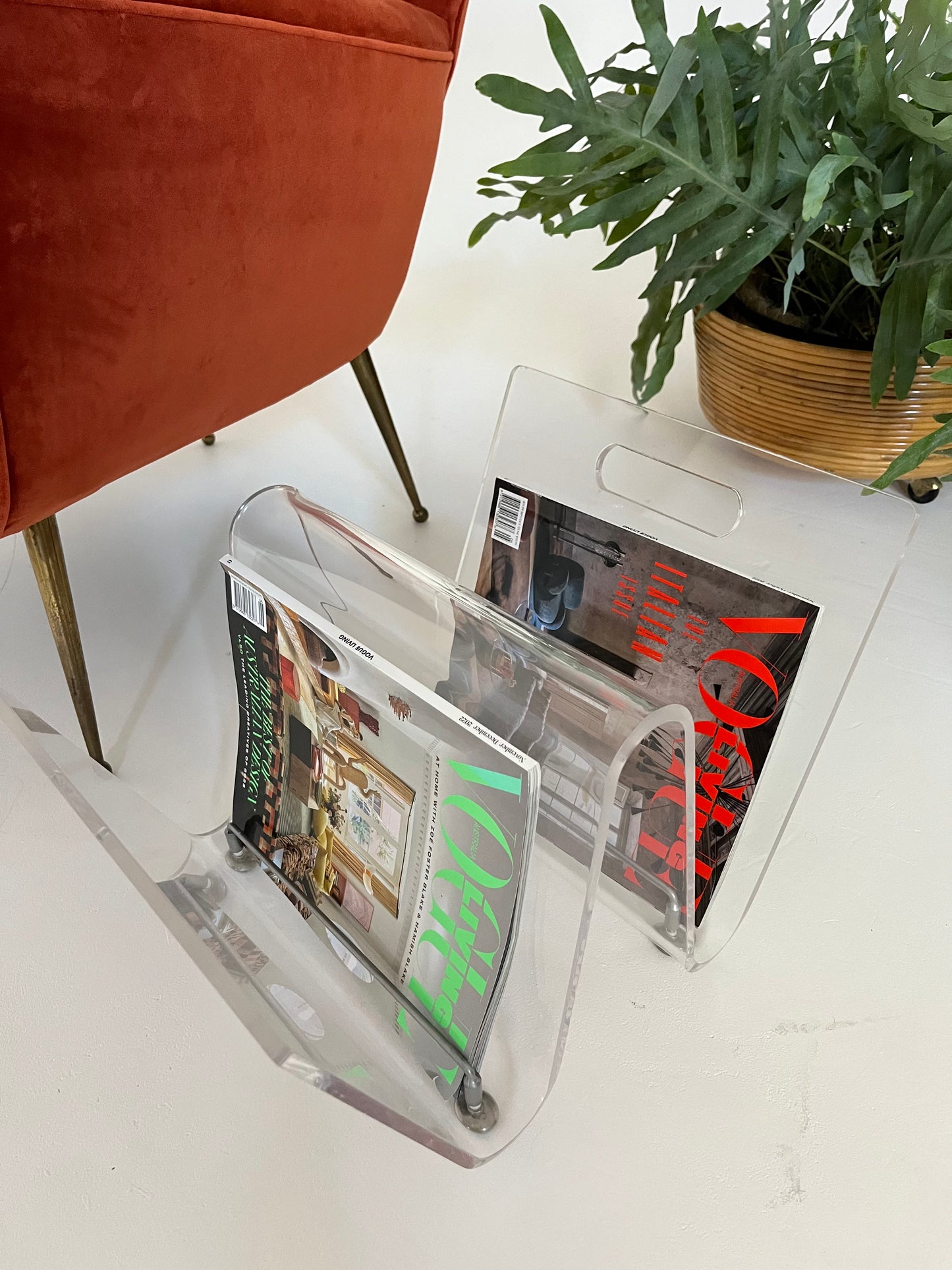 Vintage Perspex Magazine Rack