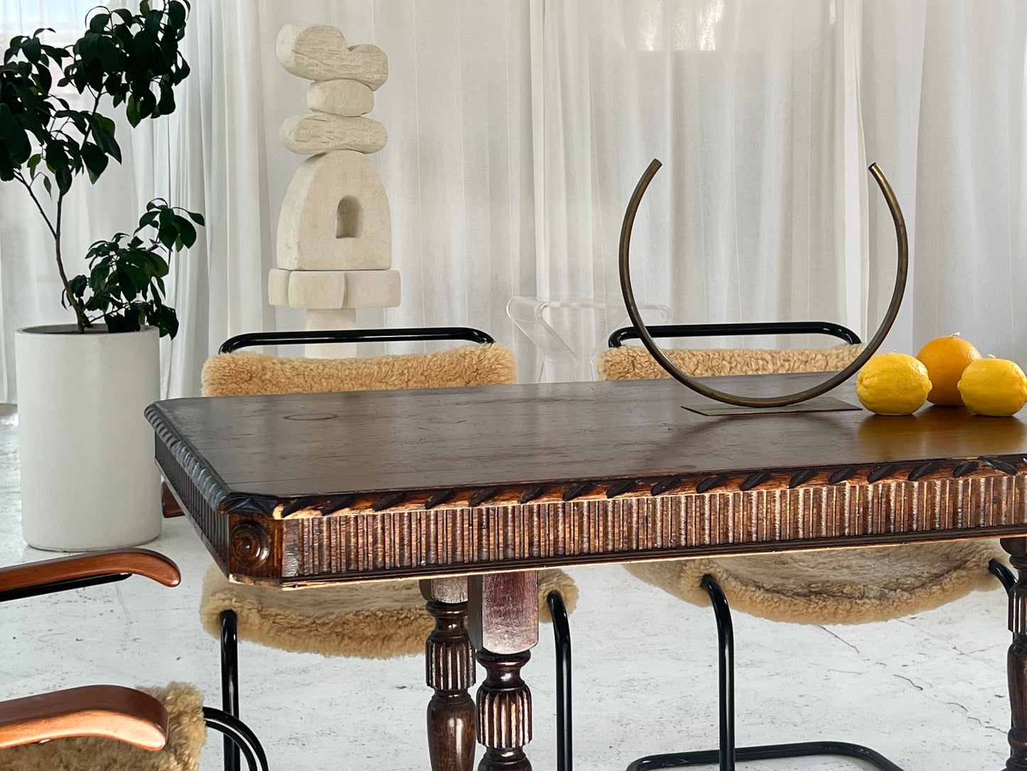 - 1930s Carved Wood Table