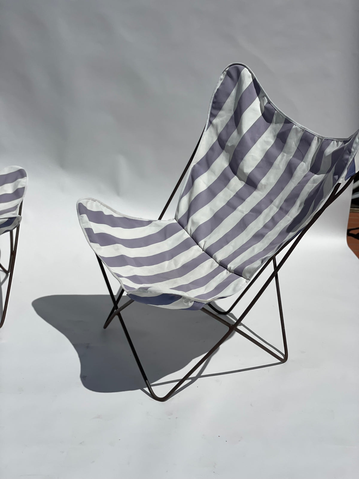 Striped Butterfly Chairs - Two Available