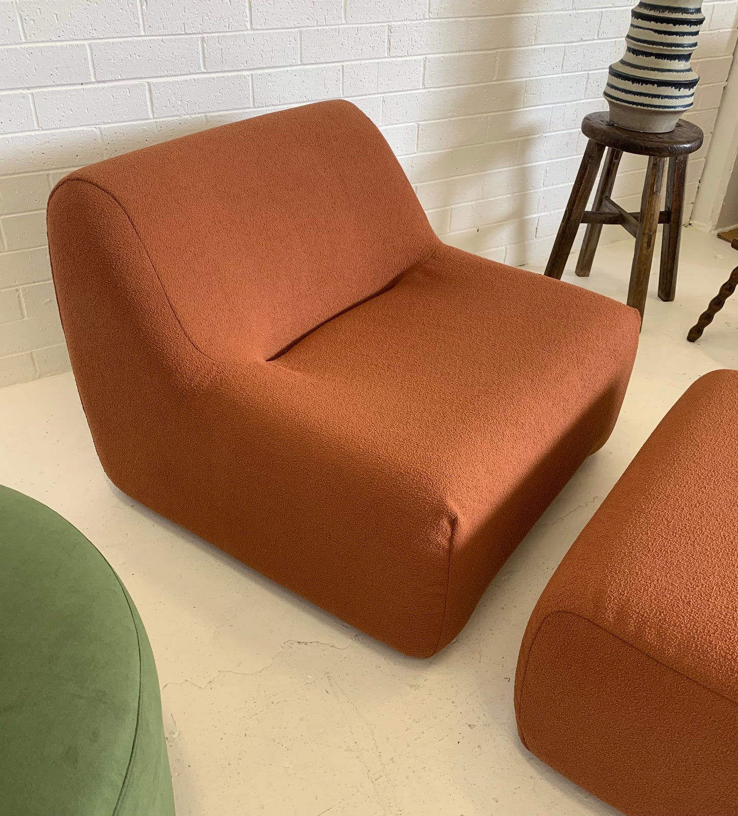- Featherston Numero Boucle Armchair and Ottoman