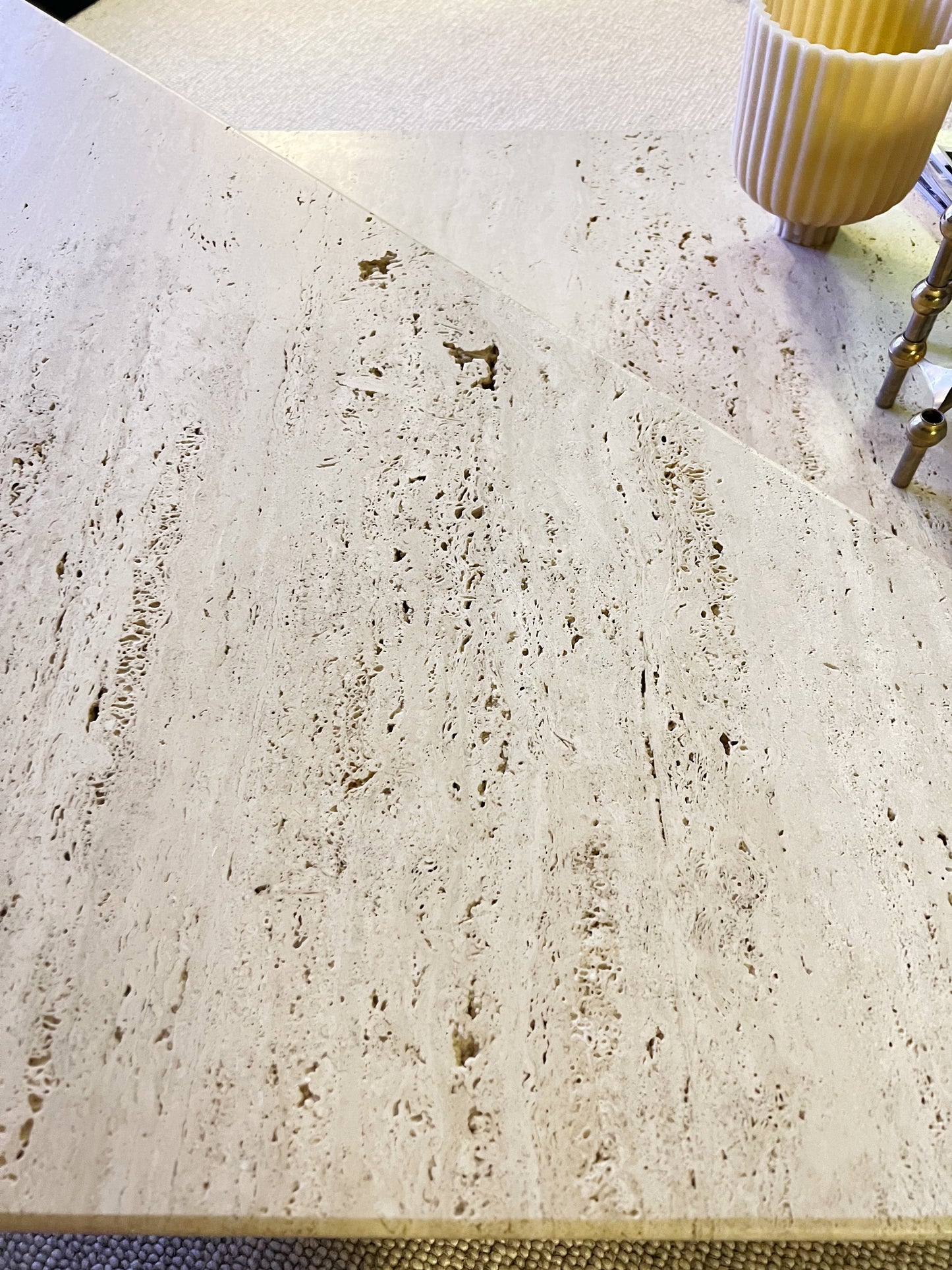 Vintage Italian Split Unfilled Travertine Coffee Table