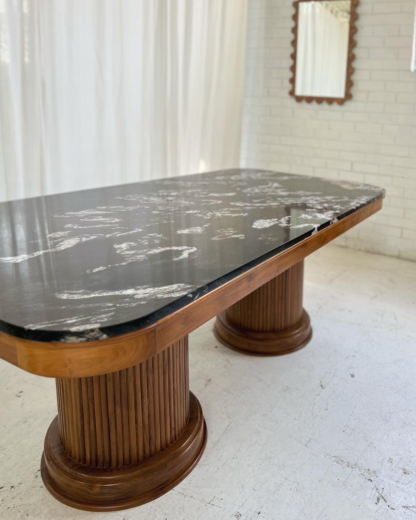 - Custom Marble & Teak Table