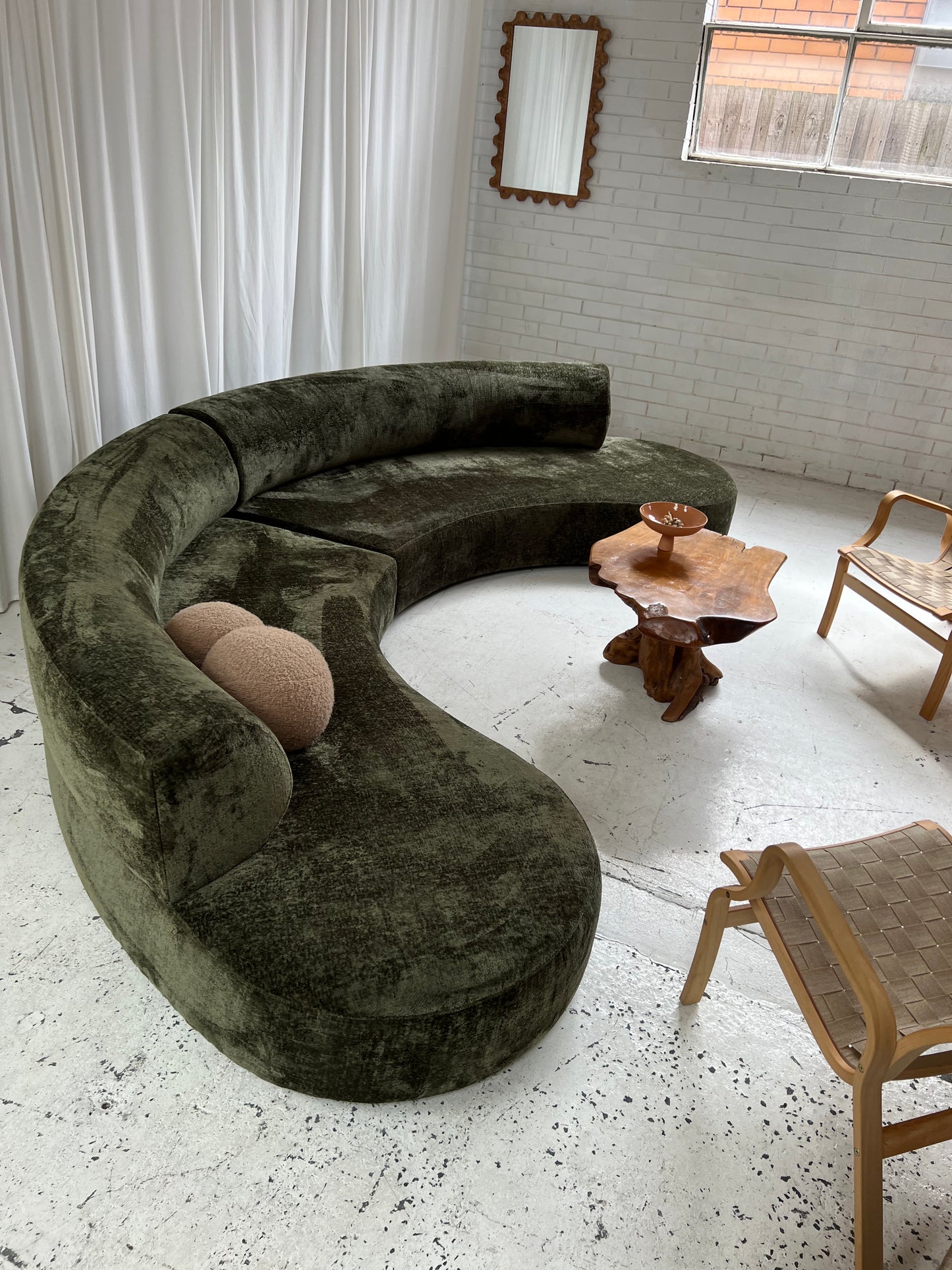 - Bespoke Large Chenille Curved Modular Sofa