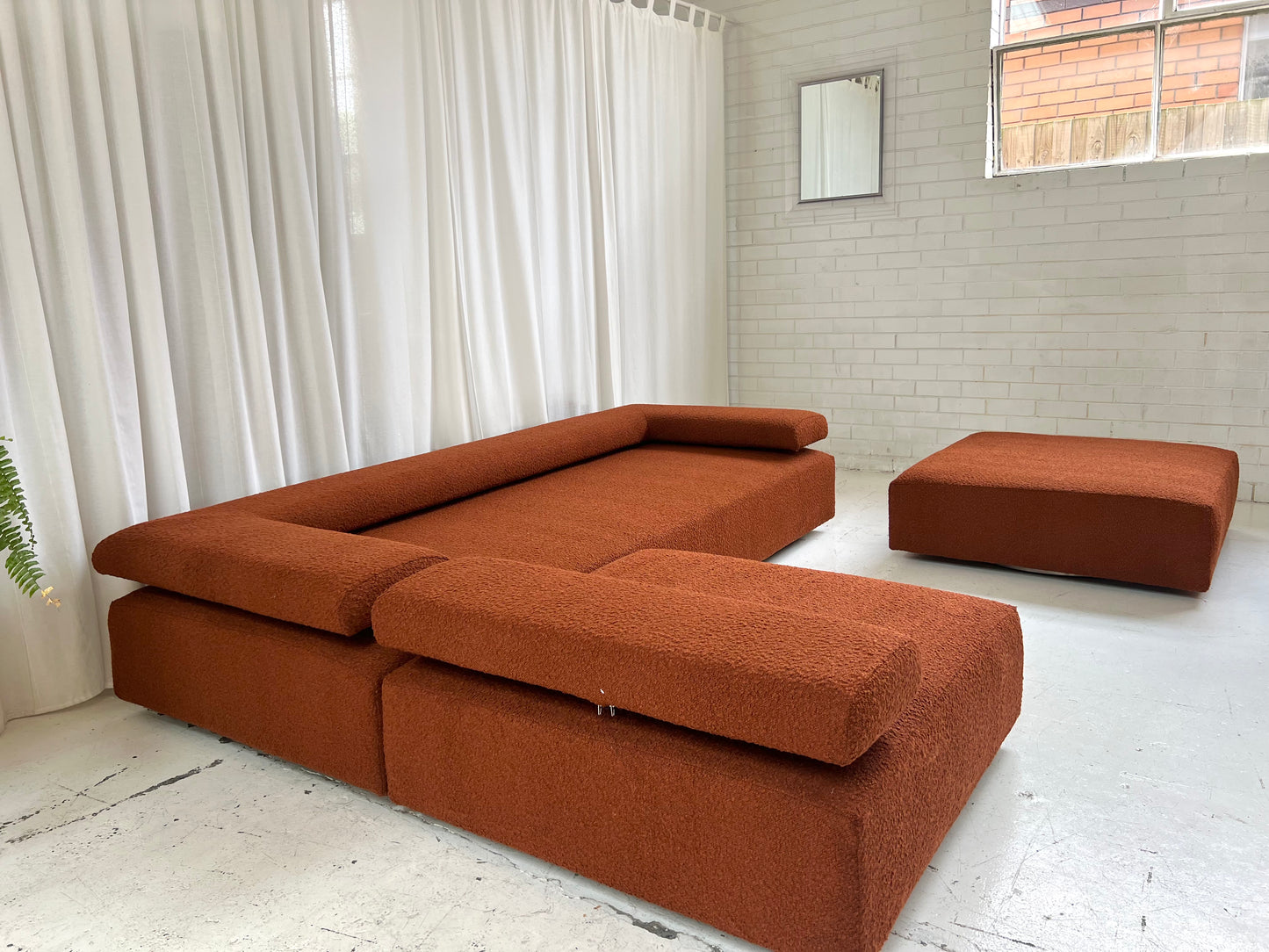 - Bespoke Rust Boucle Modular Sofa Set