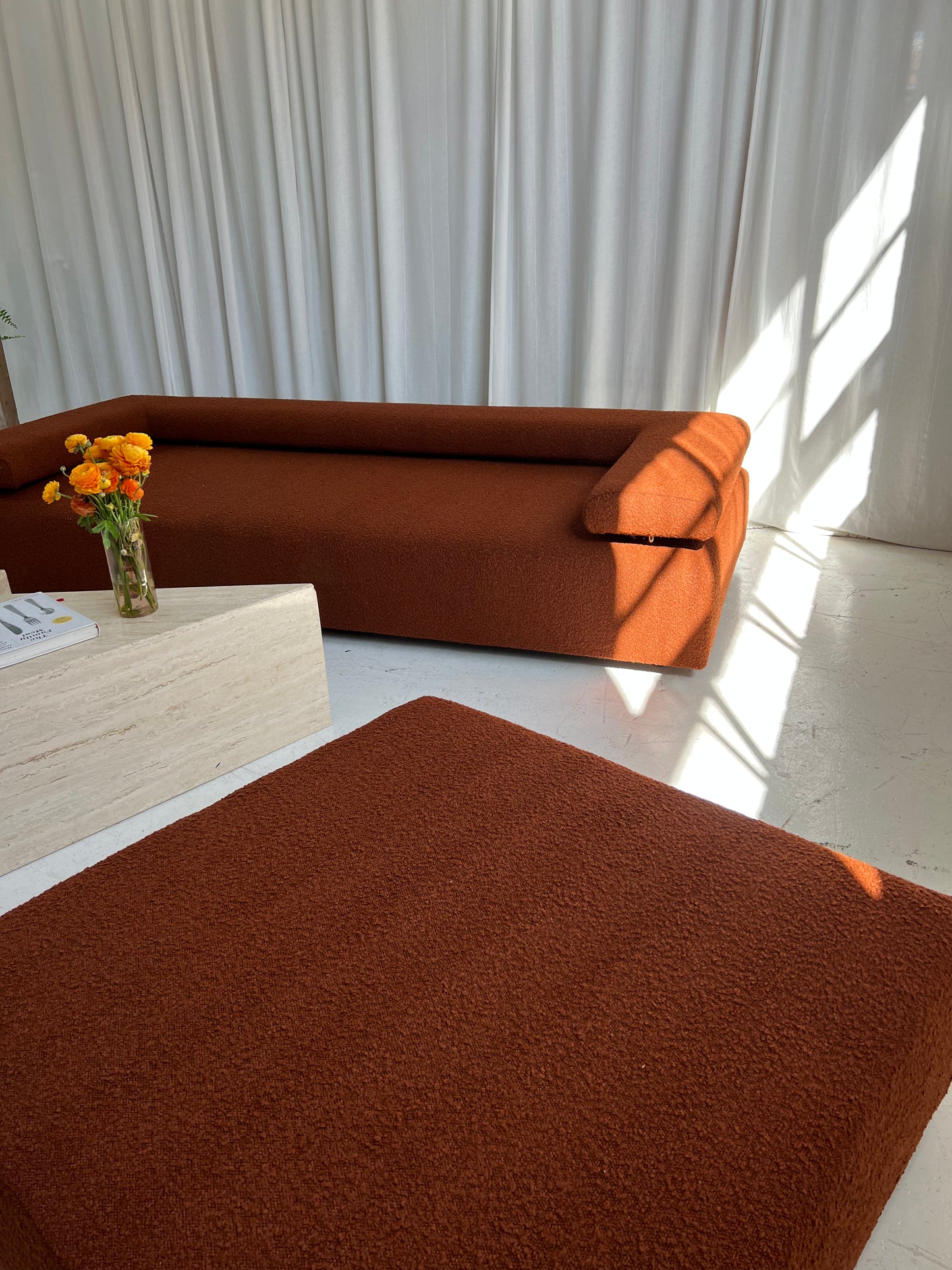 - Bespoke Rust Boucle Modular Sofa Set