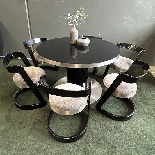 Set of 6 Willy Rizzo Chairs and Table, for Mario Sabot, Italy, 1970s
