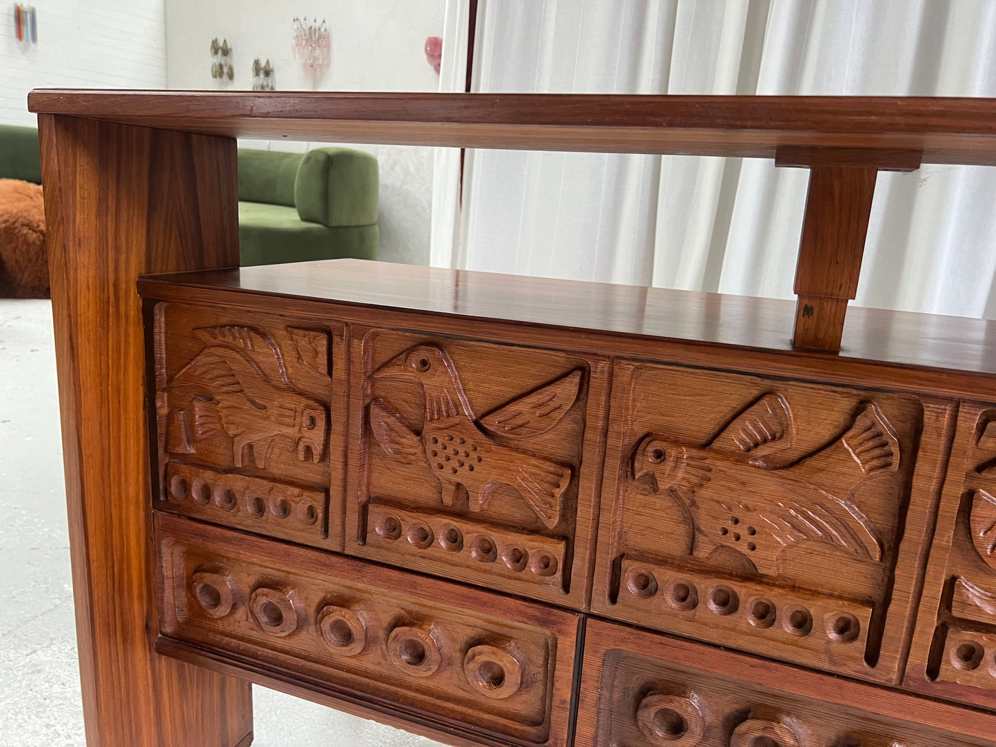 Vintage Carved Wooden Sideboard / Room Divider