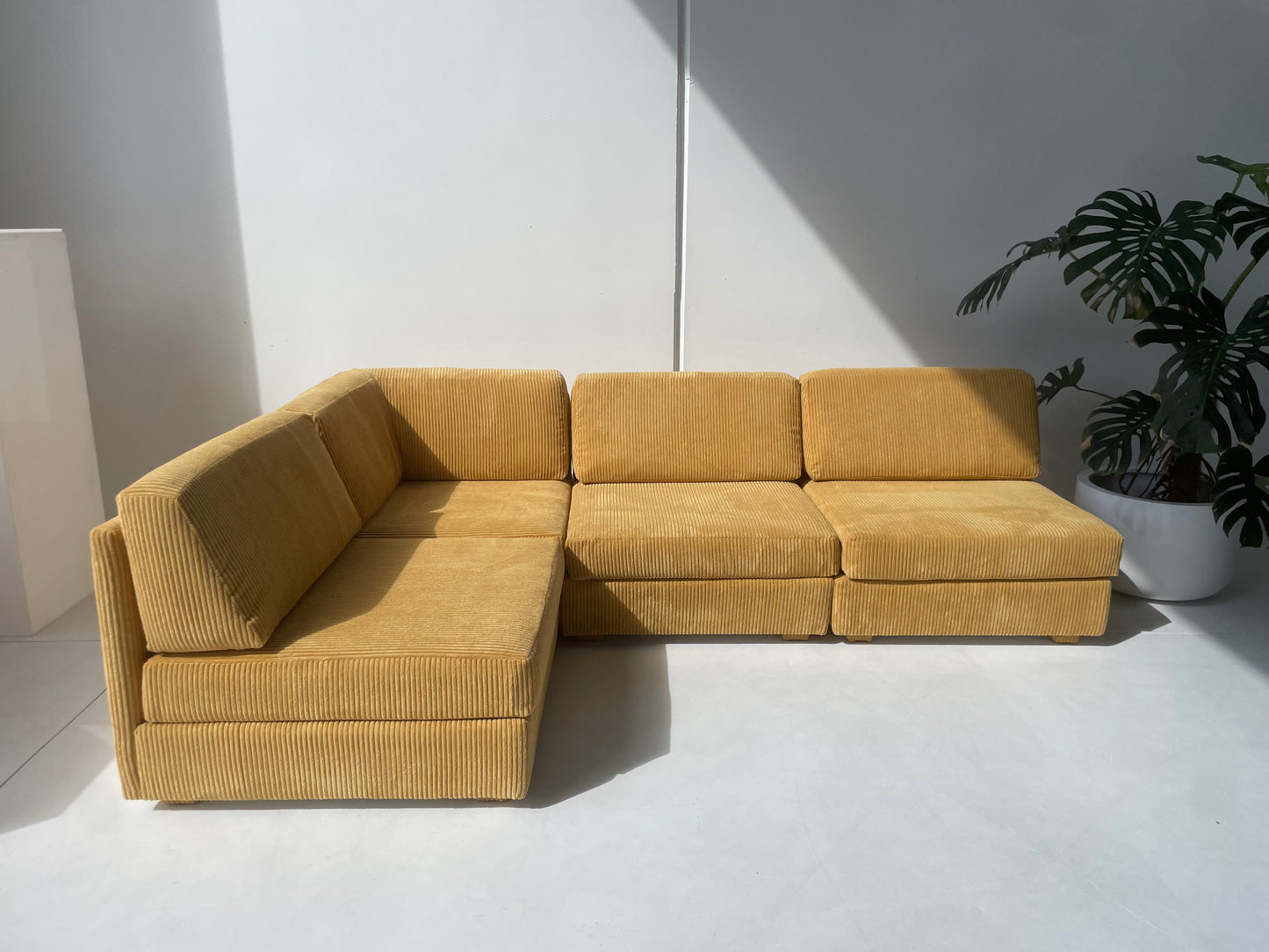 Yellow Corduroy Modular Sofa