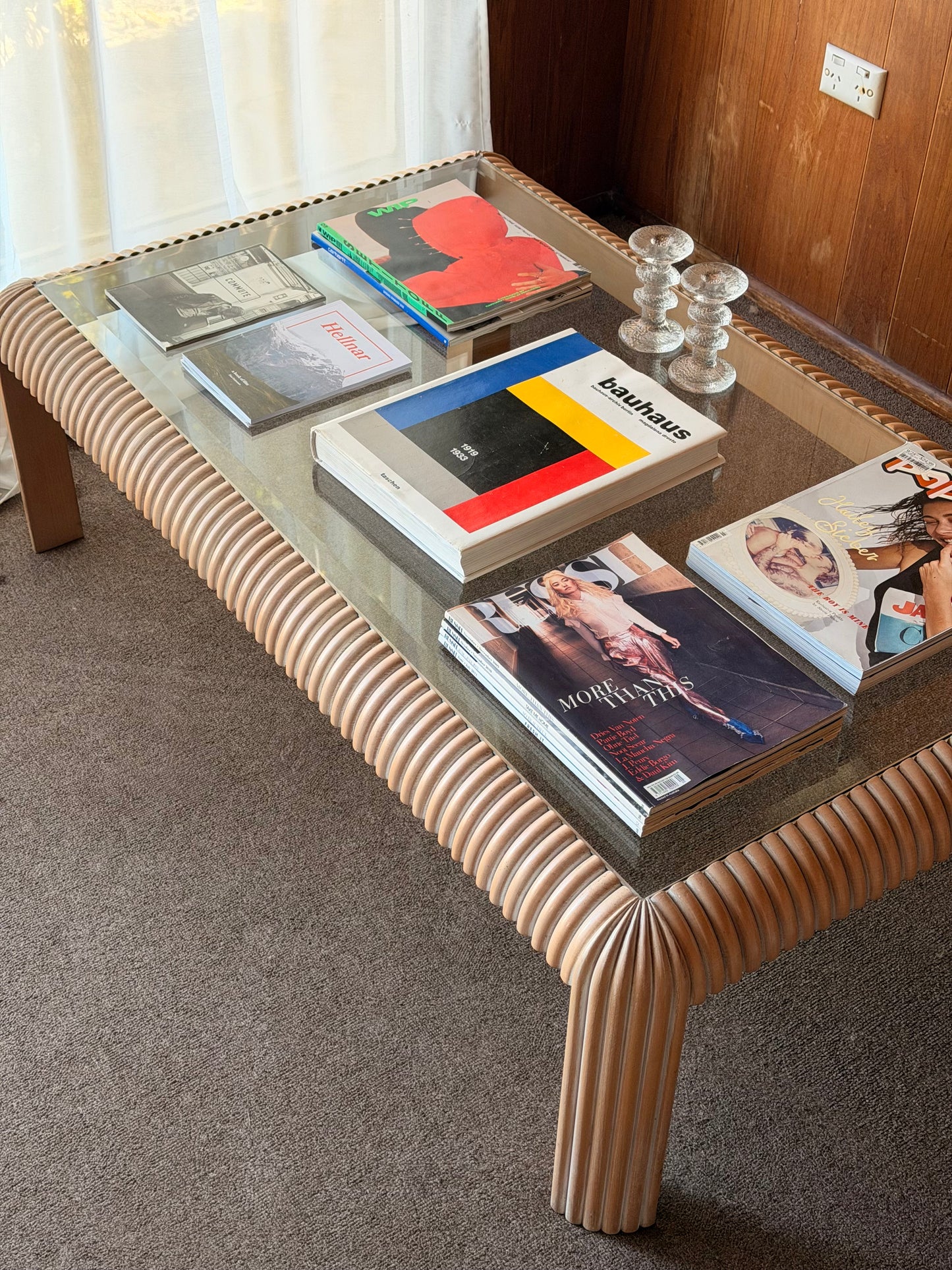 1970s Reed & Glass Coffee Table