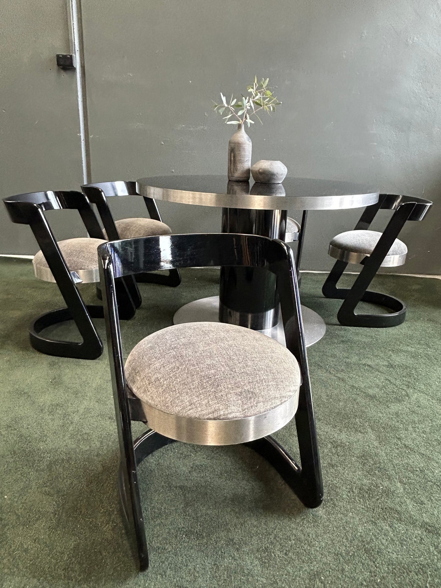 Set of 6 Willy Rizzo Chairs and Table, for Mario Sabot, Italy, 1970s