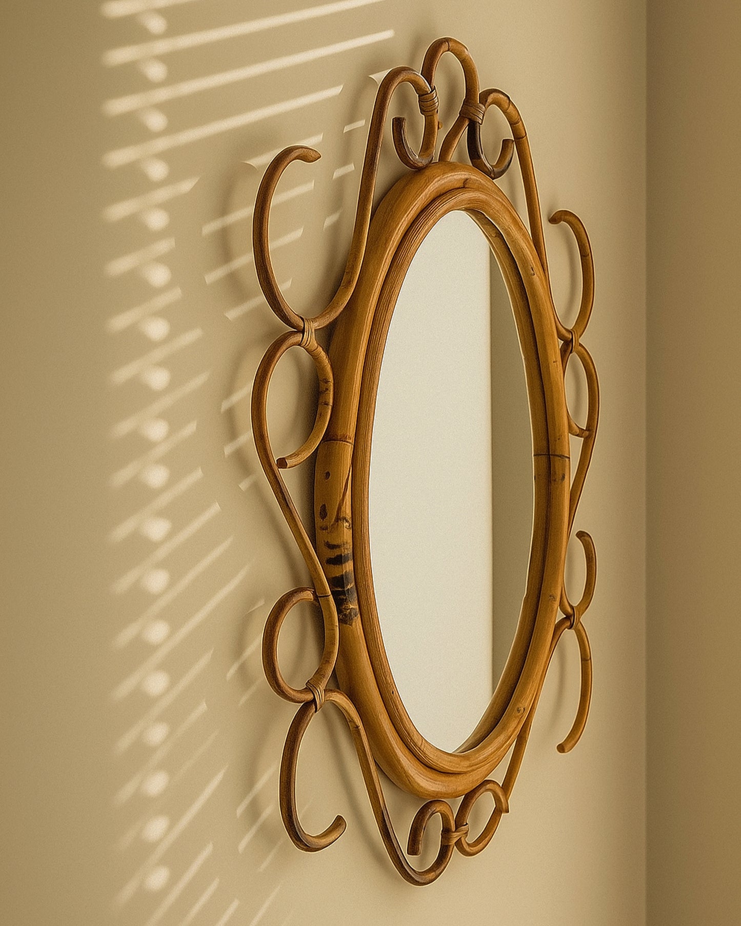 Mid Century Italian Bamboo Mirror