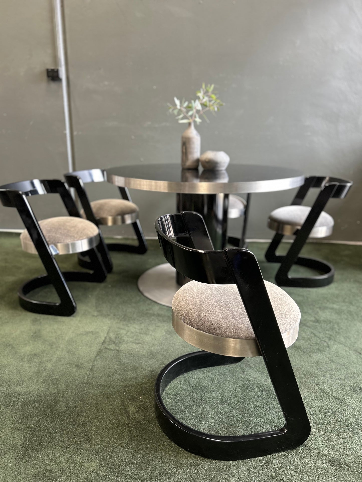 Set of 6 Willy Rizzo Chairs and Table, for Mario Sabot, Italy, 1970s