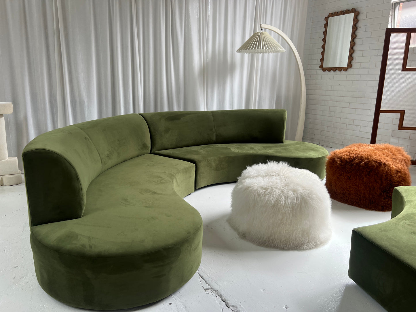 Bespoke Green Curved Modular Sofa
