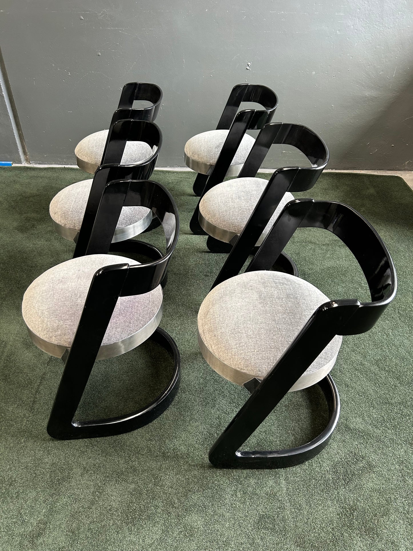 Set of 6 Willy Rizzo Chairs and Table, for Mario Sabot, Italy, 1970s